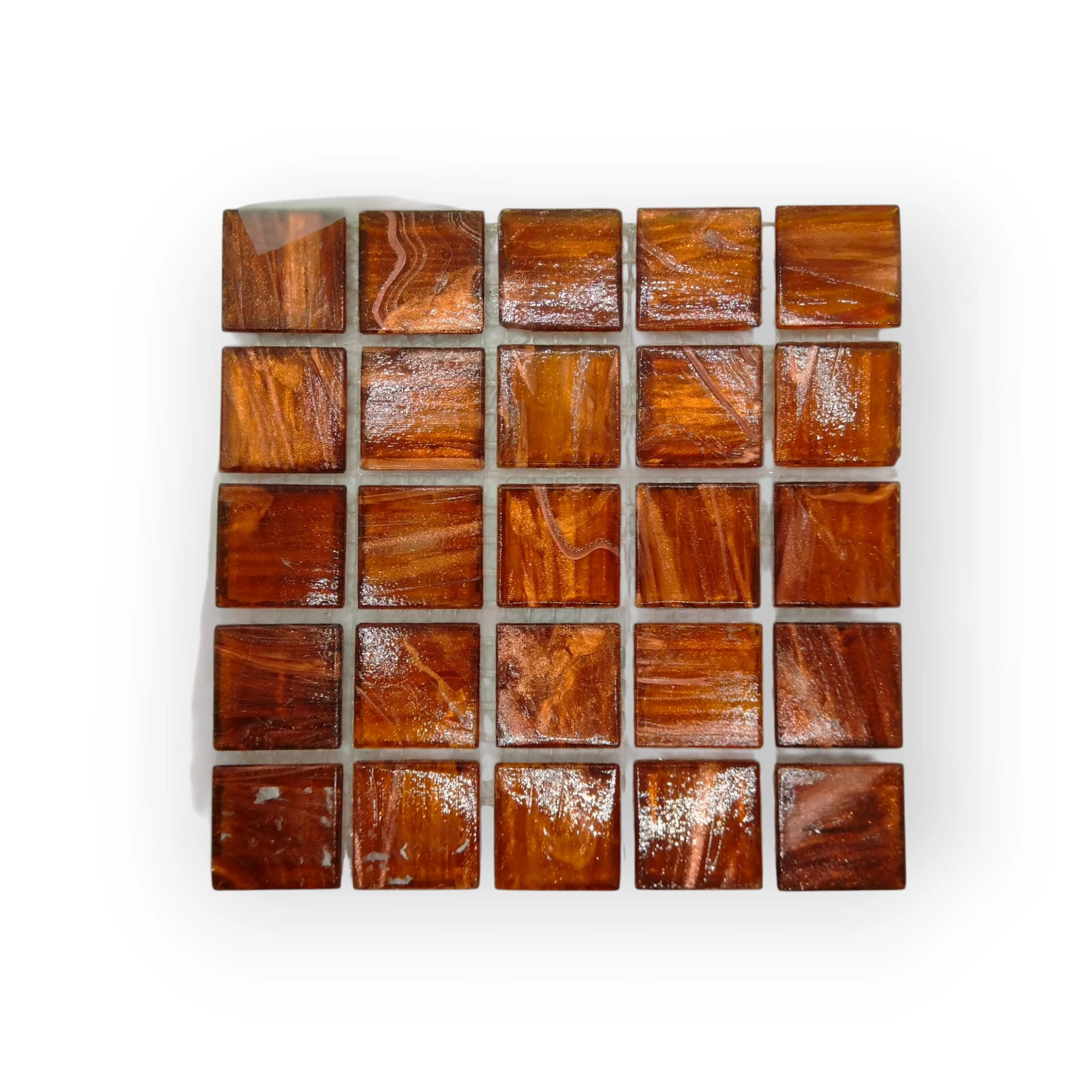 11x11 Sheet of Shimmer Brown mosaic tiles