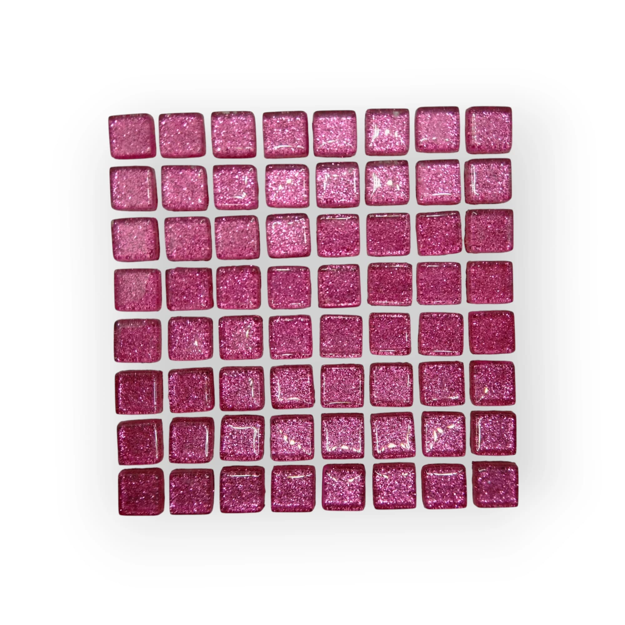 10x10 Sheet of Shimmer Dark Pink mosaic tiles