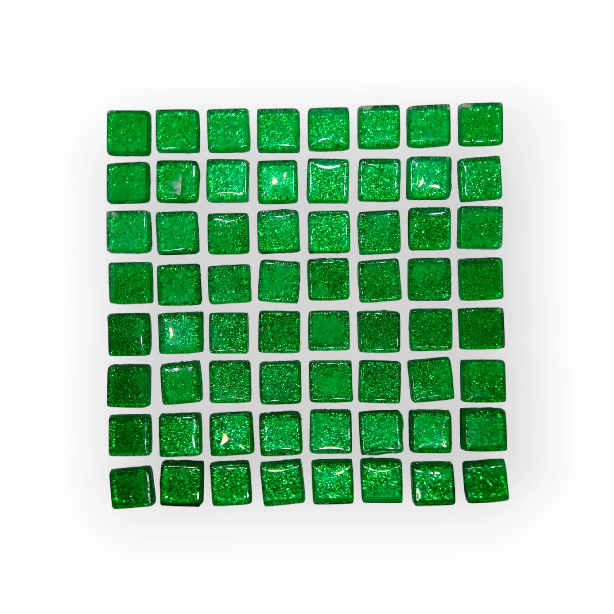 10x10 Sheet of Shimmer Dark Green mosaic tiles