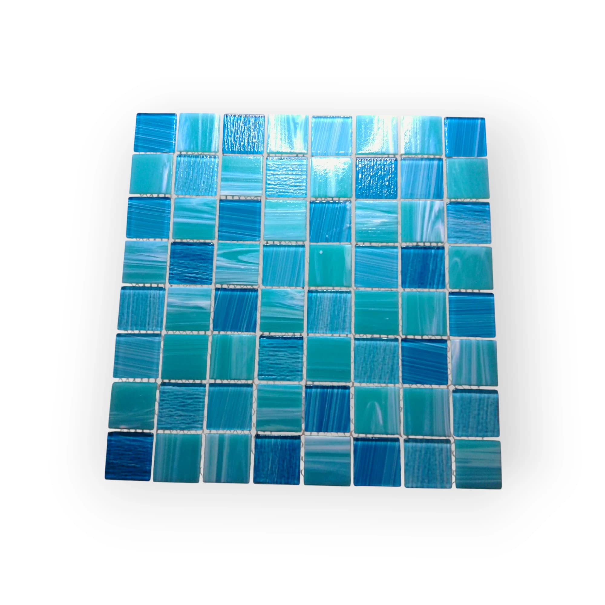 30x30 Sheet of Blue White Tea mosaic tiles