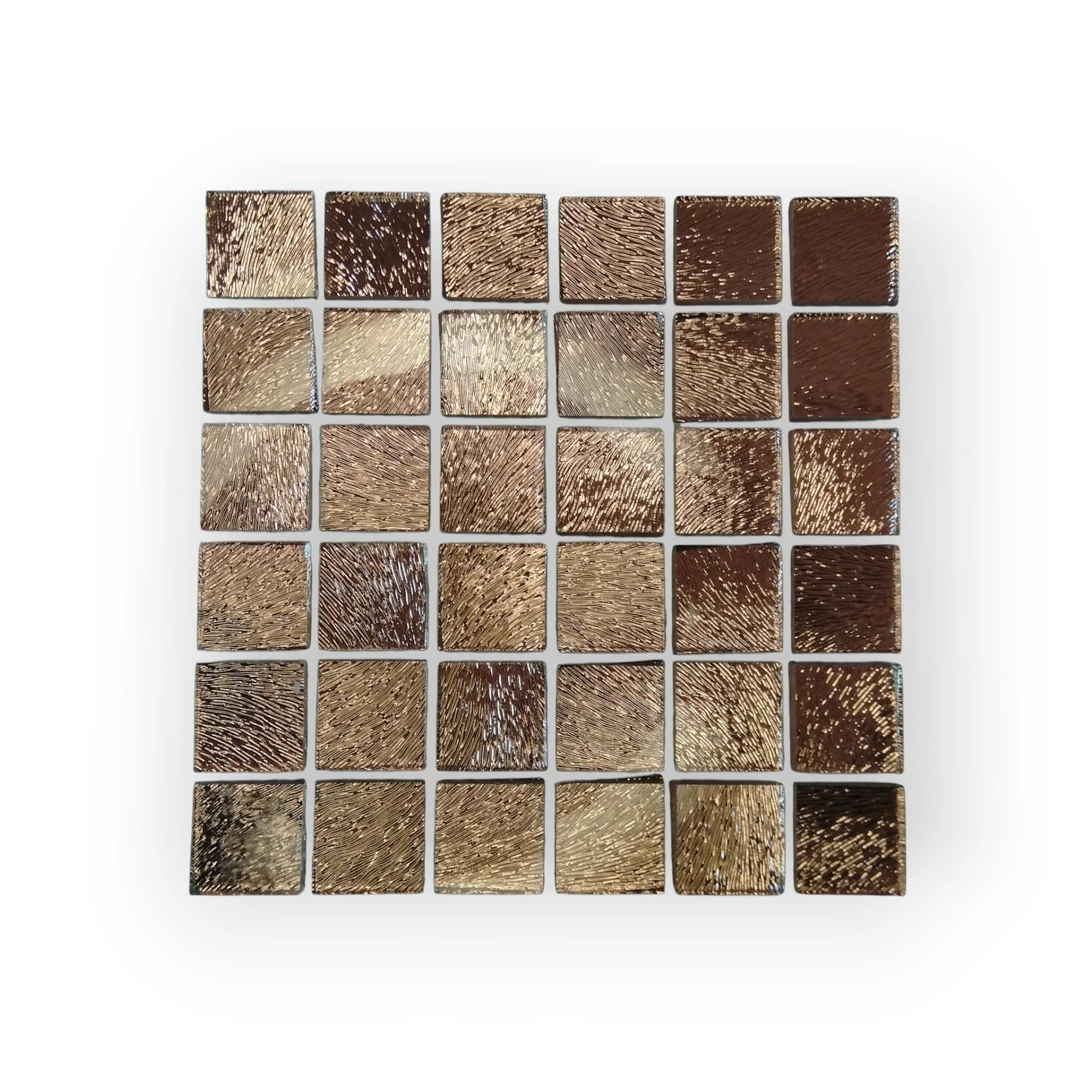 15x15 Sheet of Medium Textured Bronze mosaic tiles