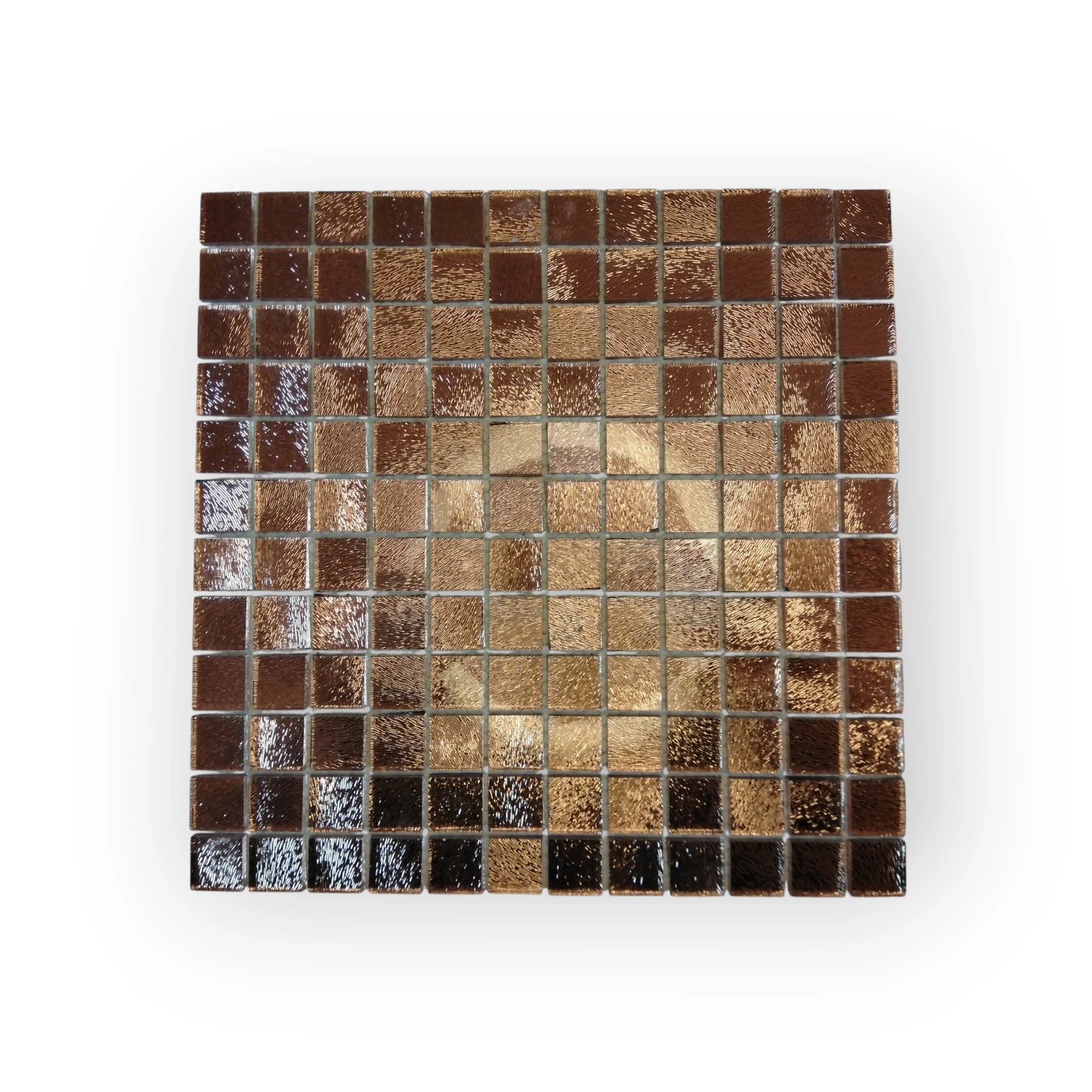 30x30 Sheet of Medium Textured Bronze mosaic tiles