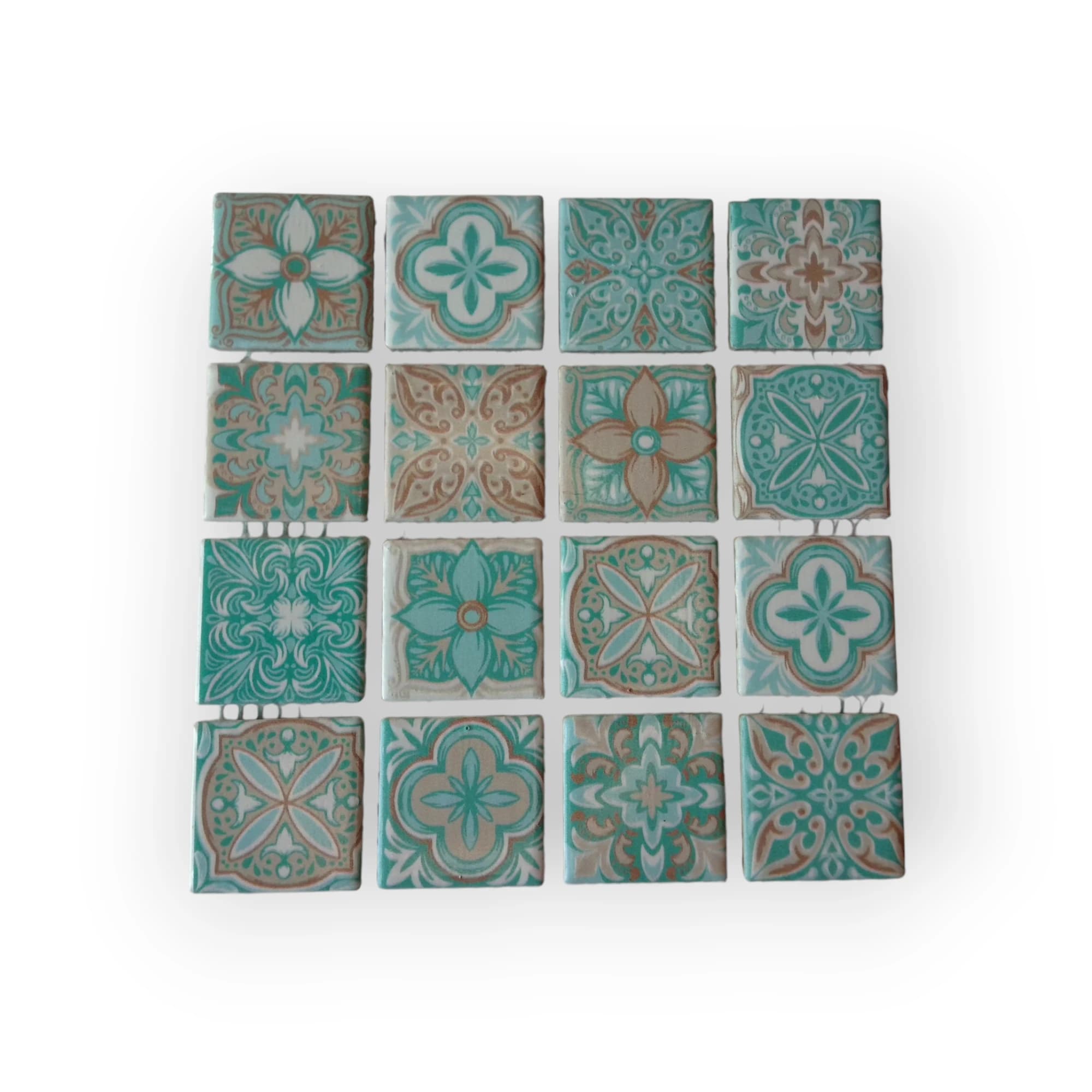 15x15 Sheet of Large Teal Italian mosaic tiles