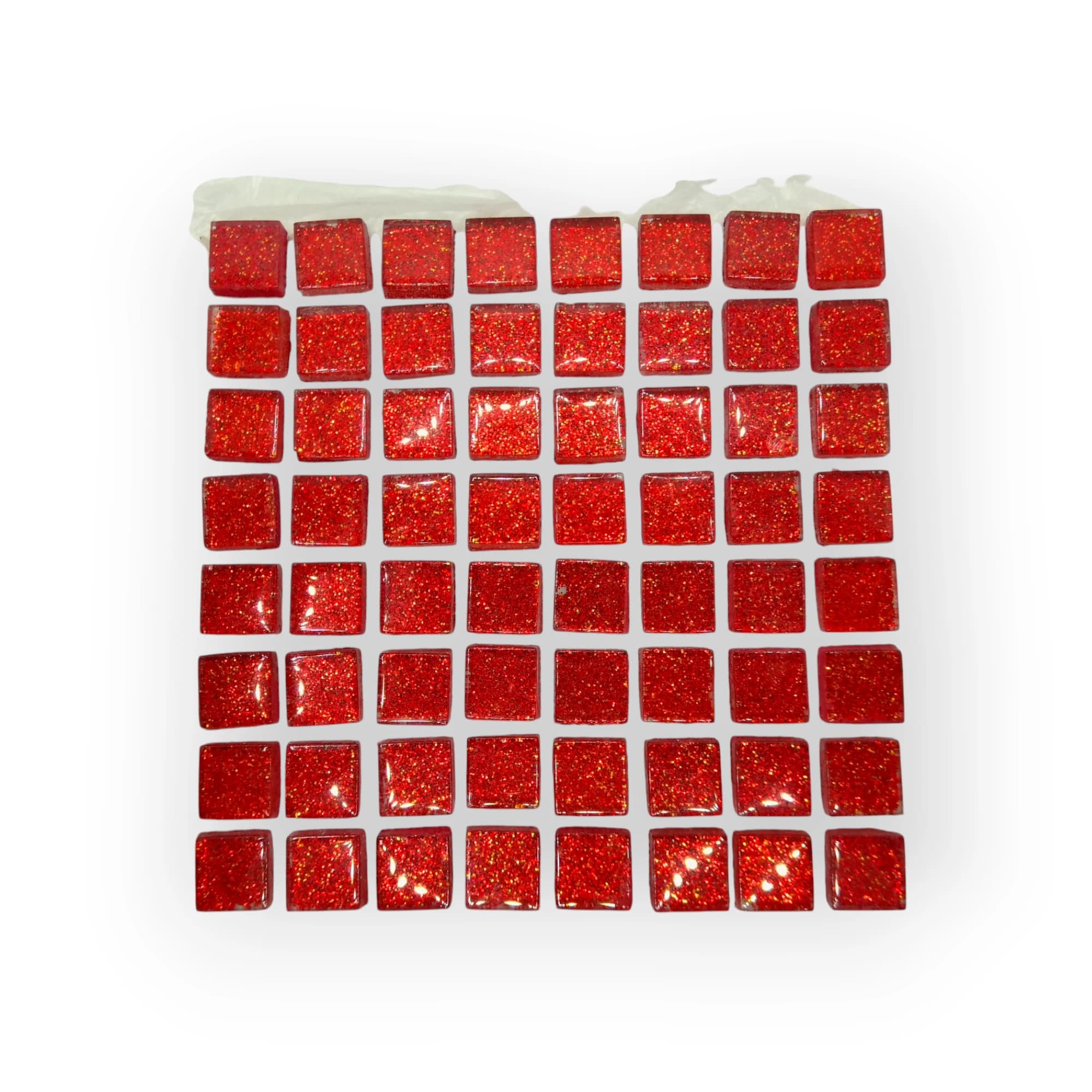 10x10 Sheet of Shimmer Red mosaic tiles