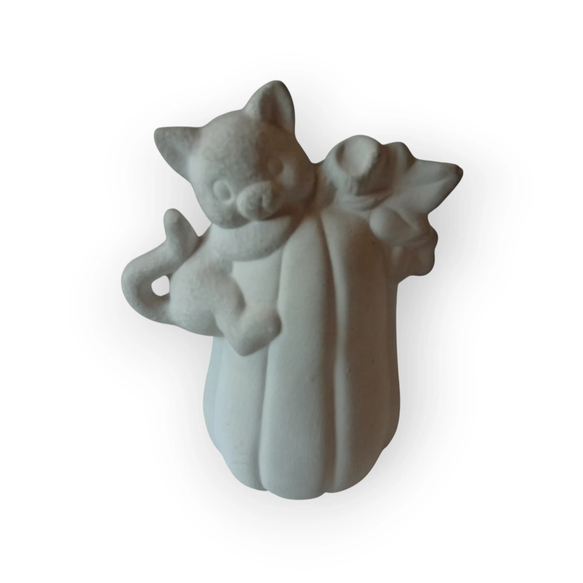 Ceramic Cat on Pumpkin