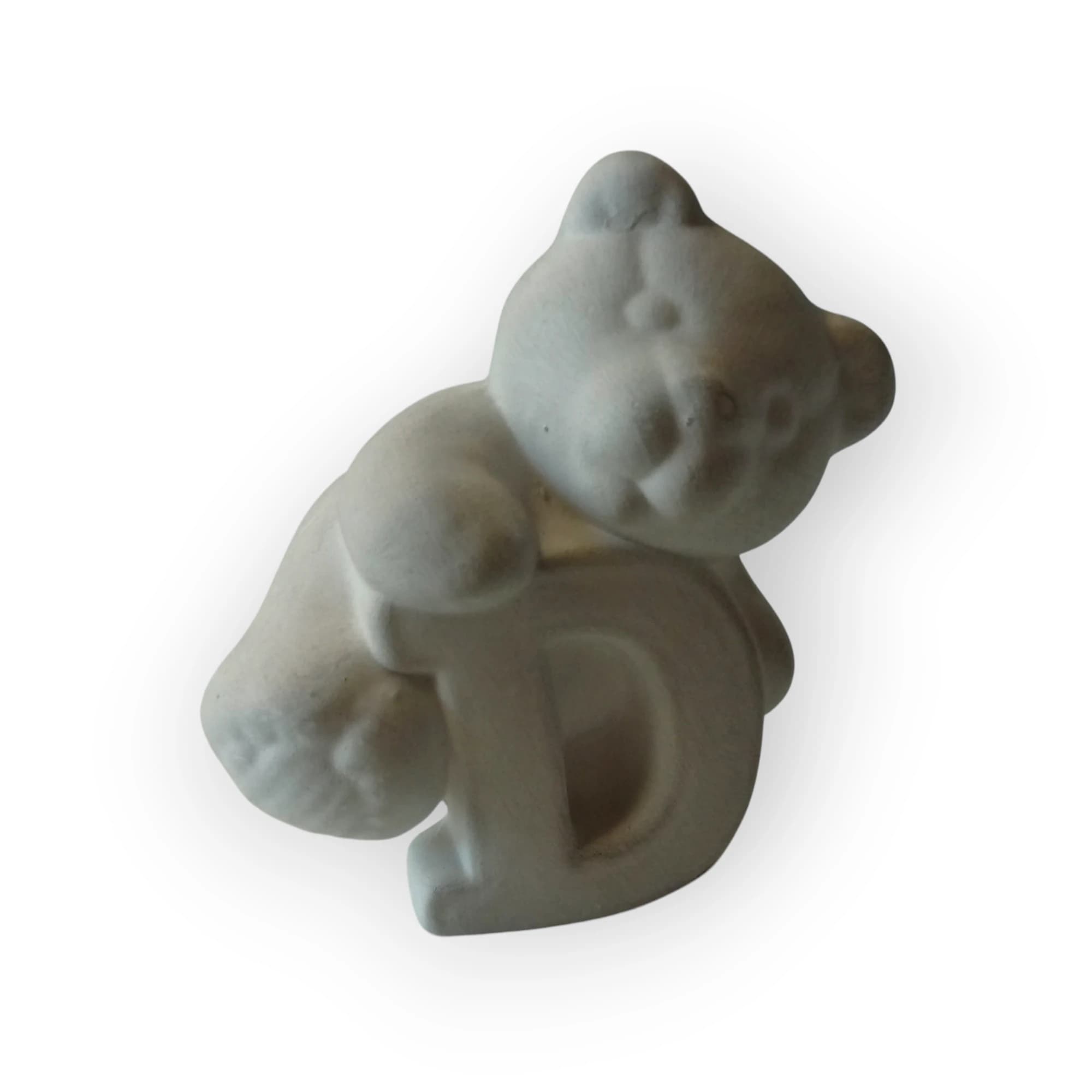Ceramic Teddy Holding Letter D