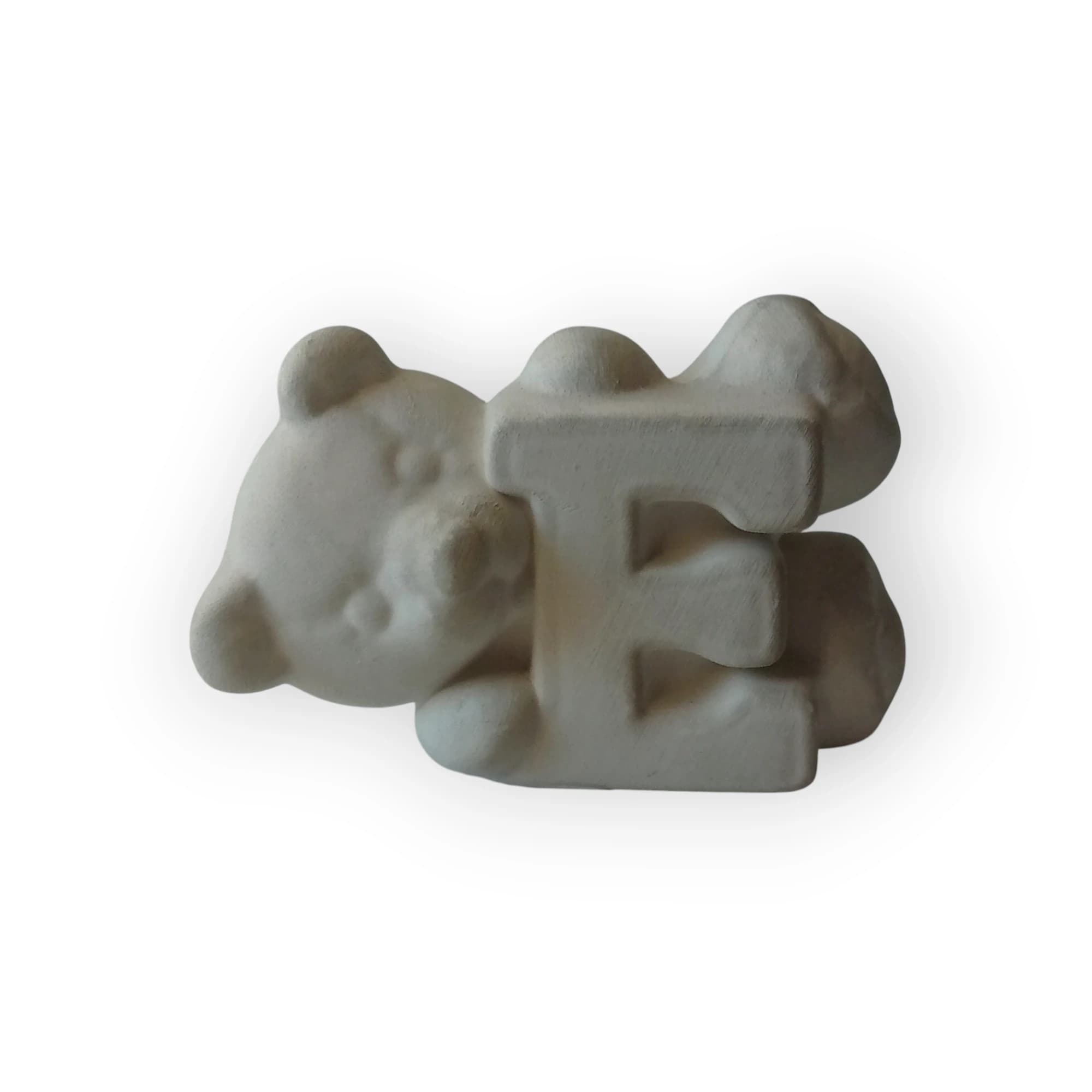 Ceramic Teddy Holding Letter E