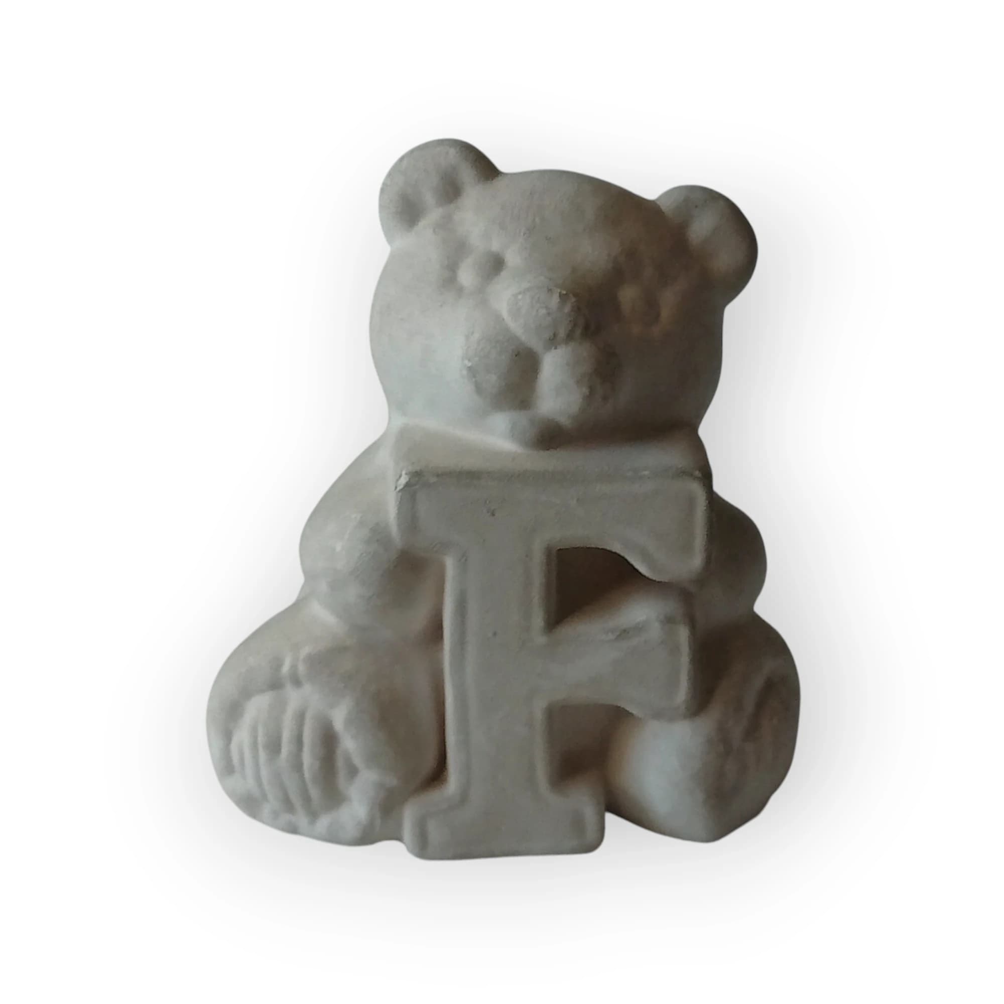 Ceramic Teddy Holding Letter F