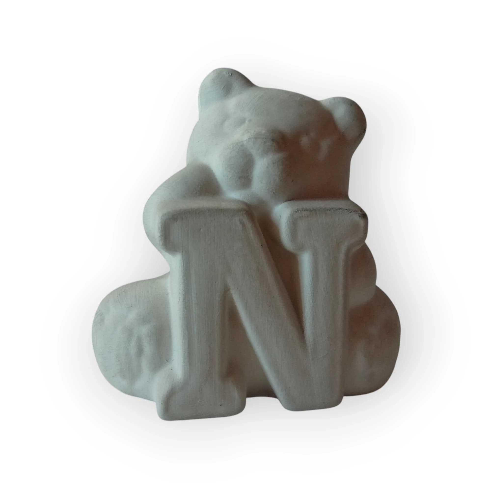 Ceramic Teddy Holding Letter N