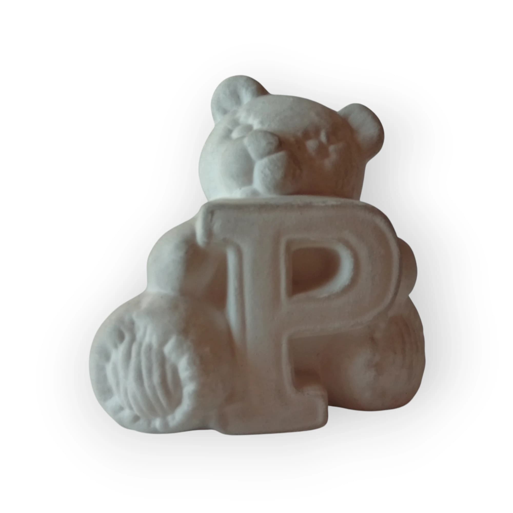 Ceramic Teddy Holding Letter P