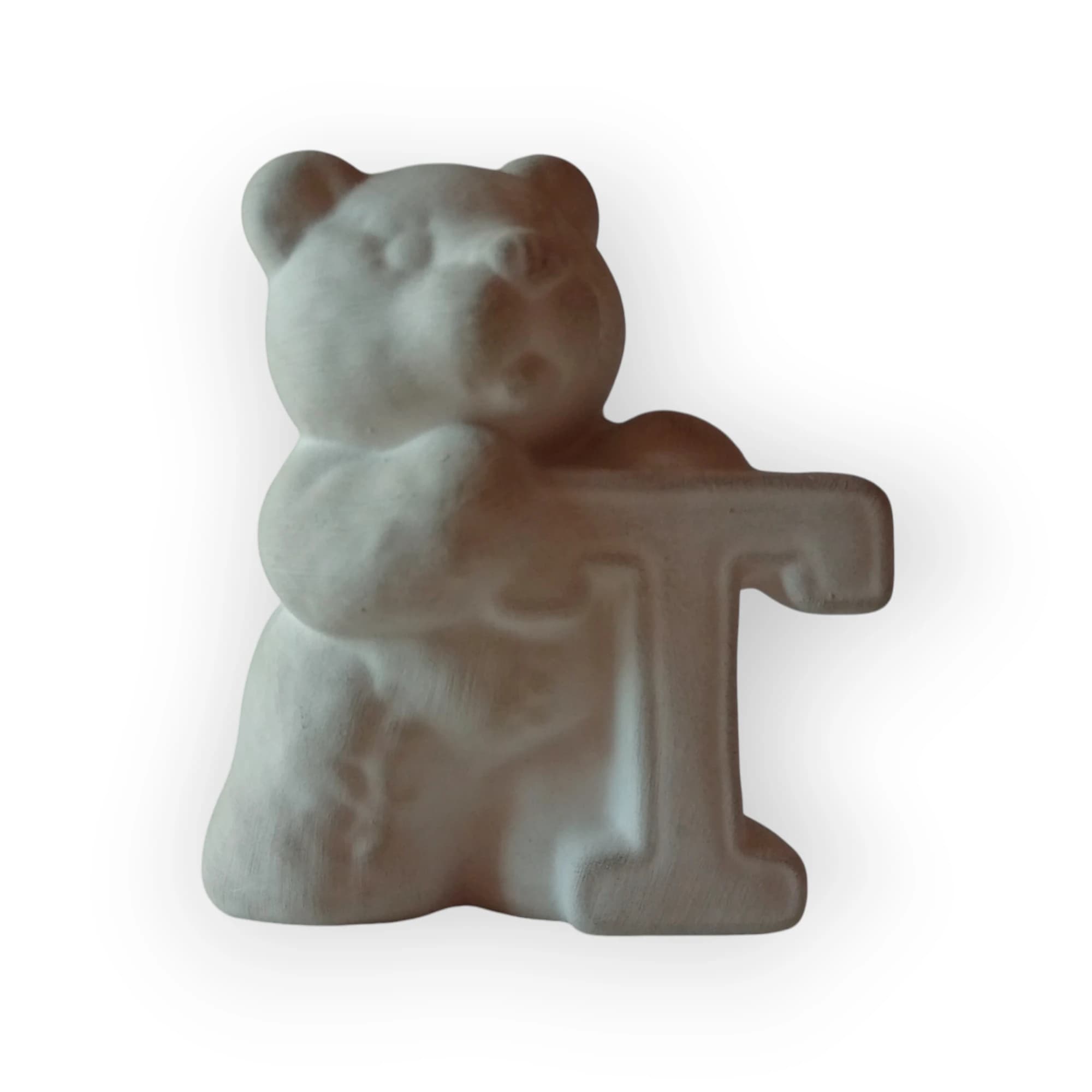 Ceramic Teddy Holding Letter T
