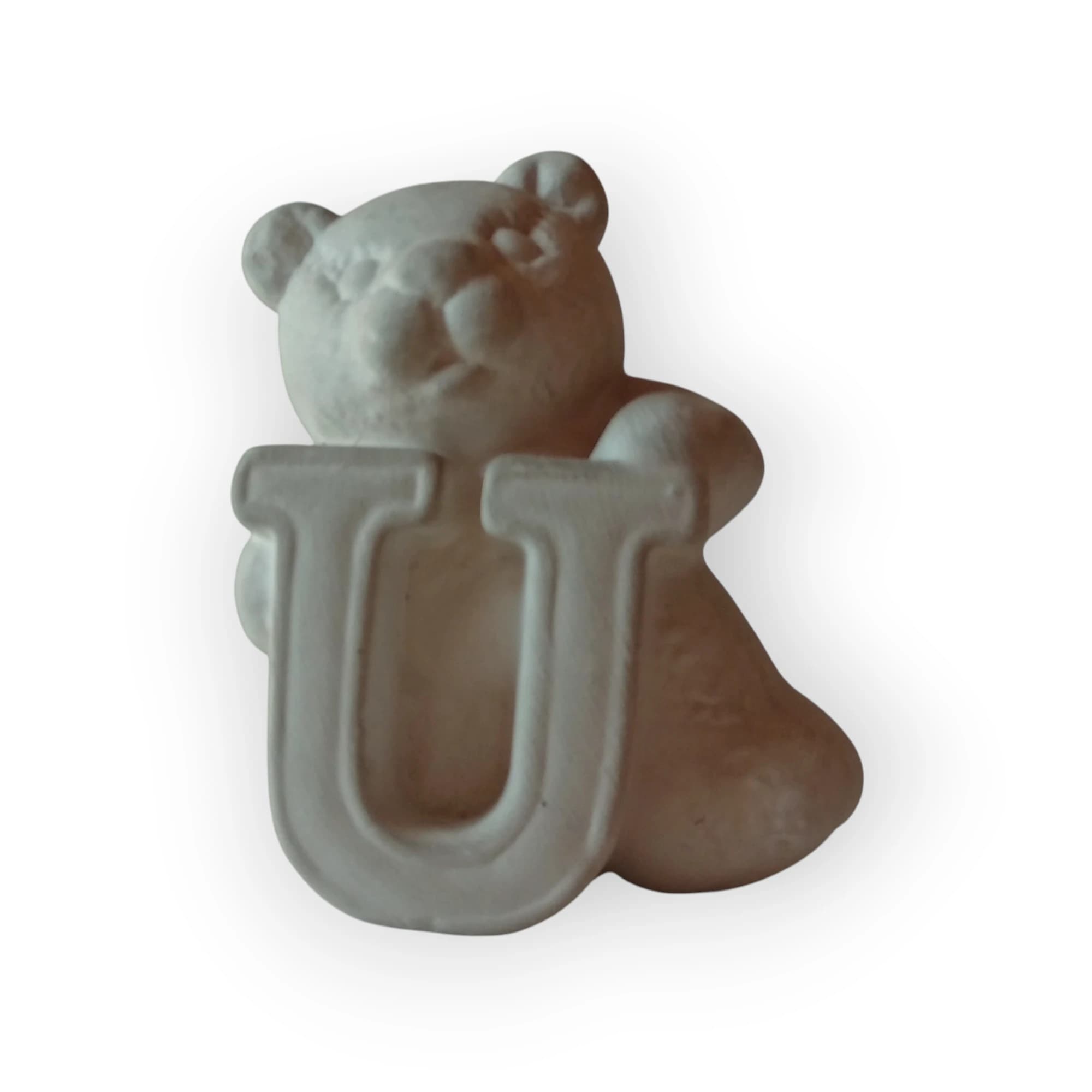 Ceramic Teddy Holding Letter U