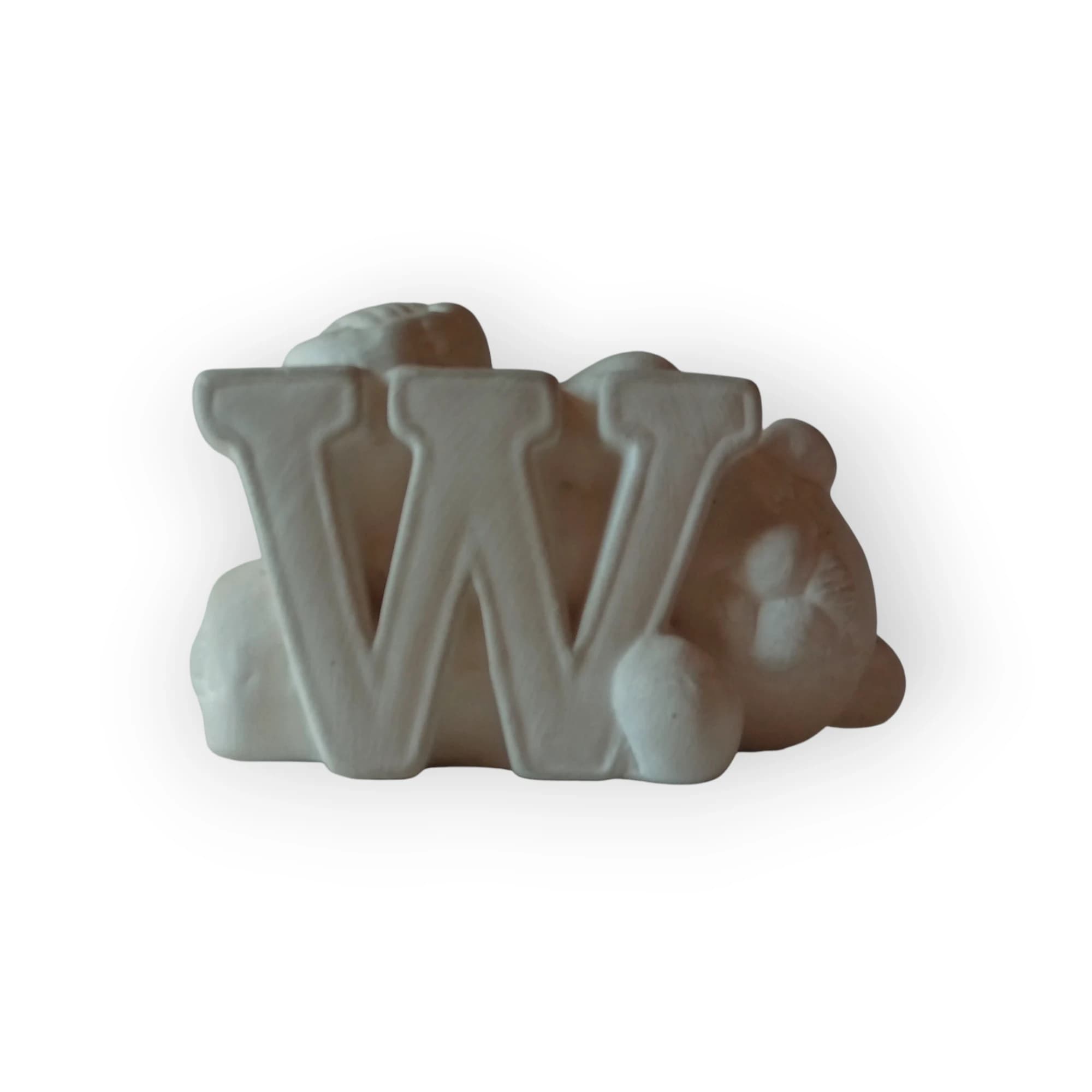 Ceramic Teddy Holding Letter W
