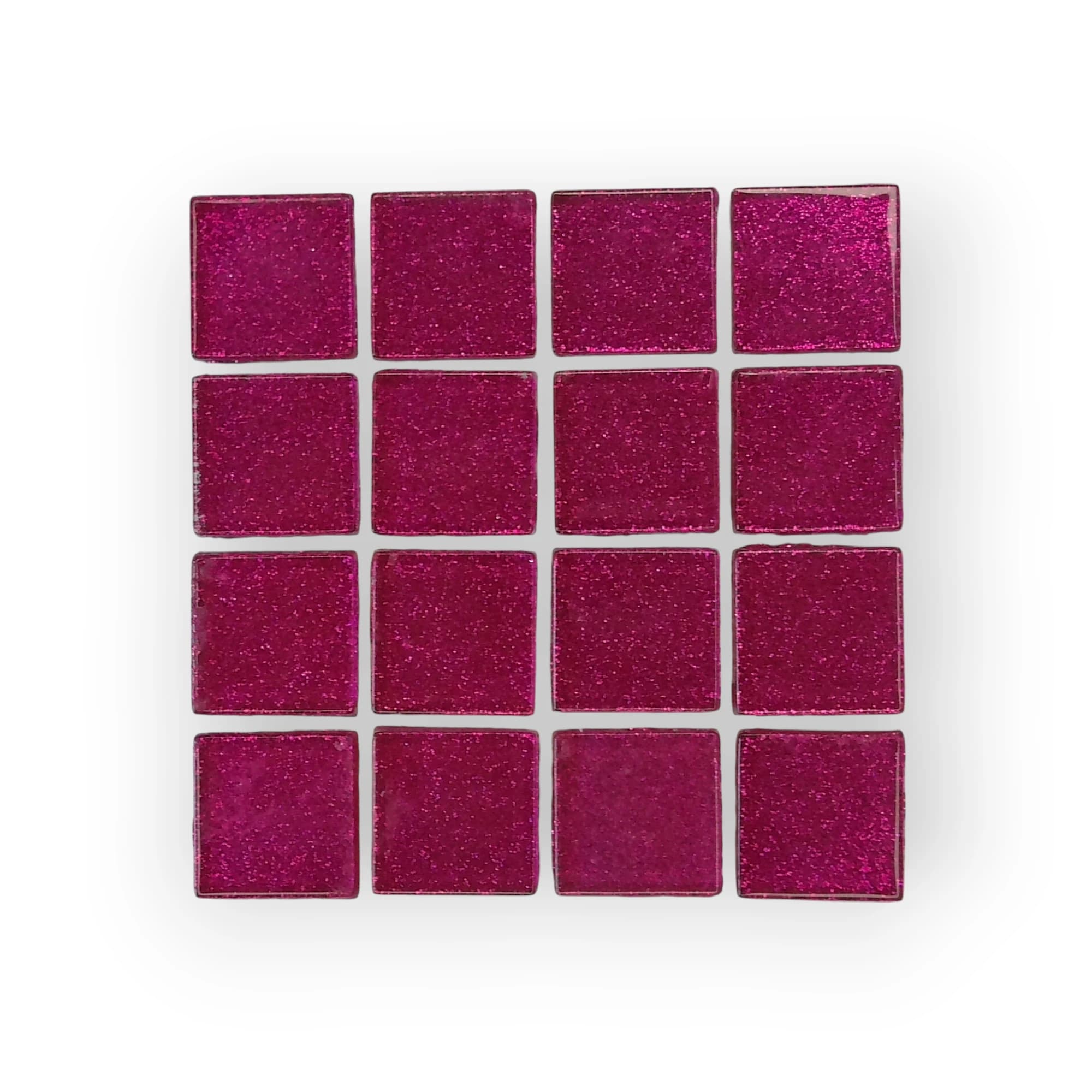 10x10 Sheet of Medium Shimmer Hot Pink mosaic tiles