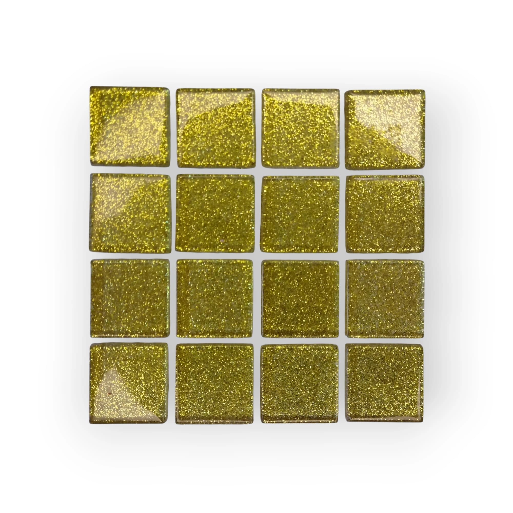 10x10 Sheet of Medium Shimmer Yellow mosaic tiles