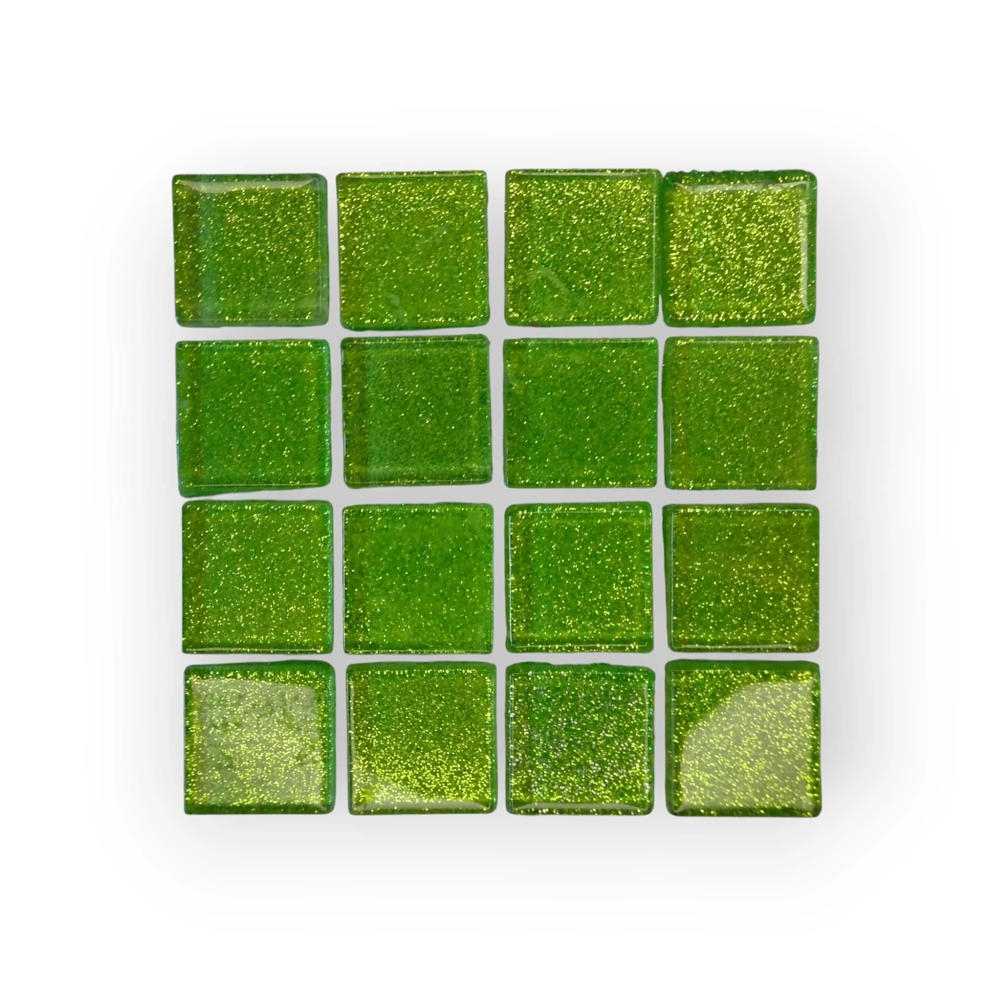 10x10 Sheet of Medium Shimmer Lime mosaic tiles