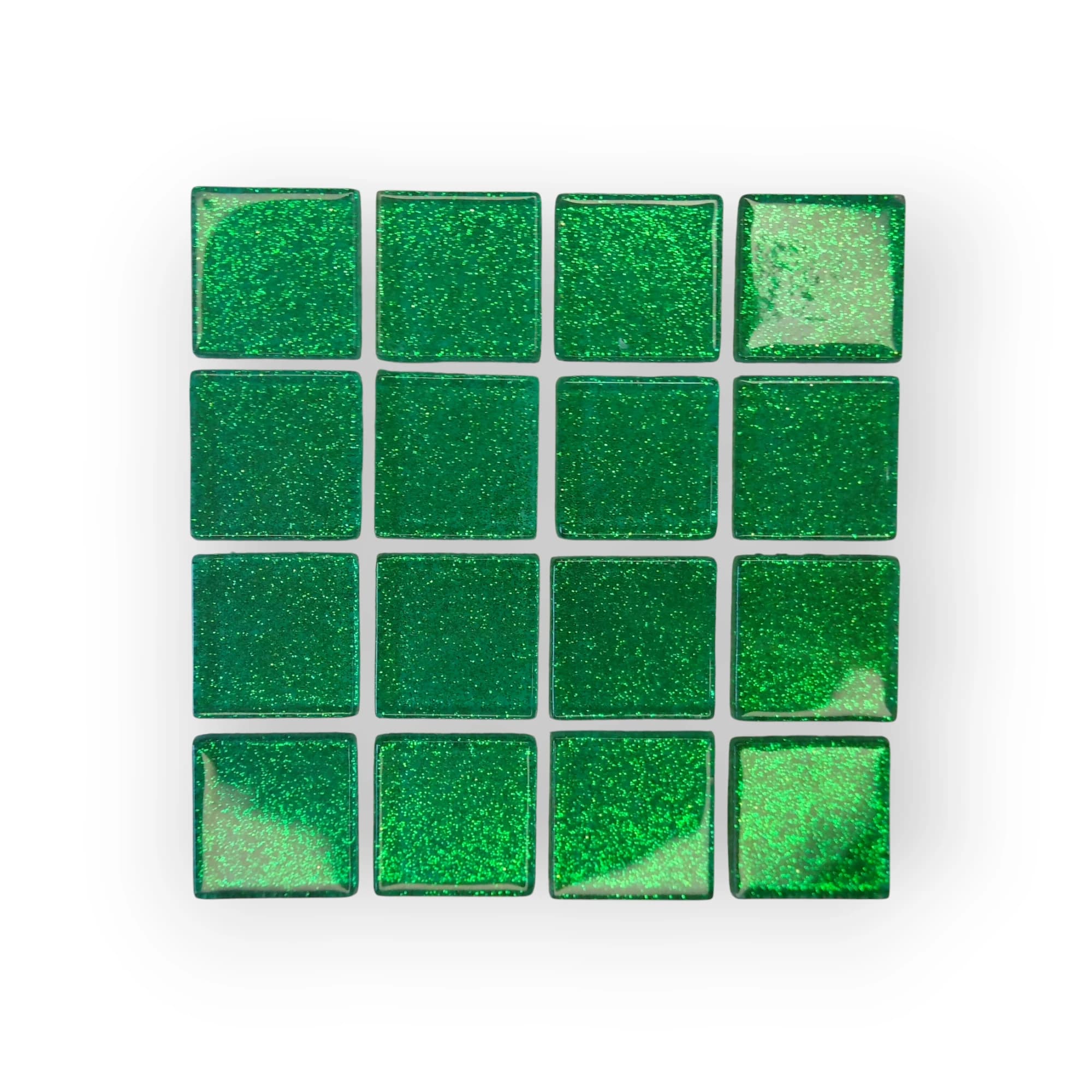 10x10 Sheet of Medium Shimmer Green mosaic tiles