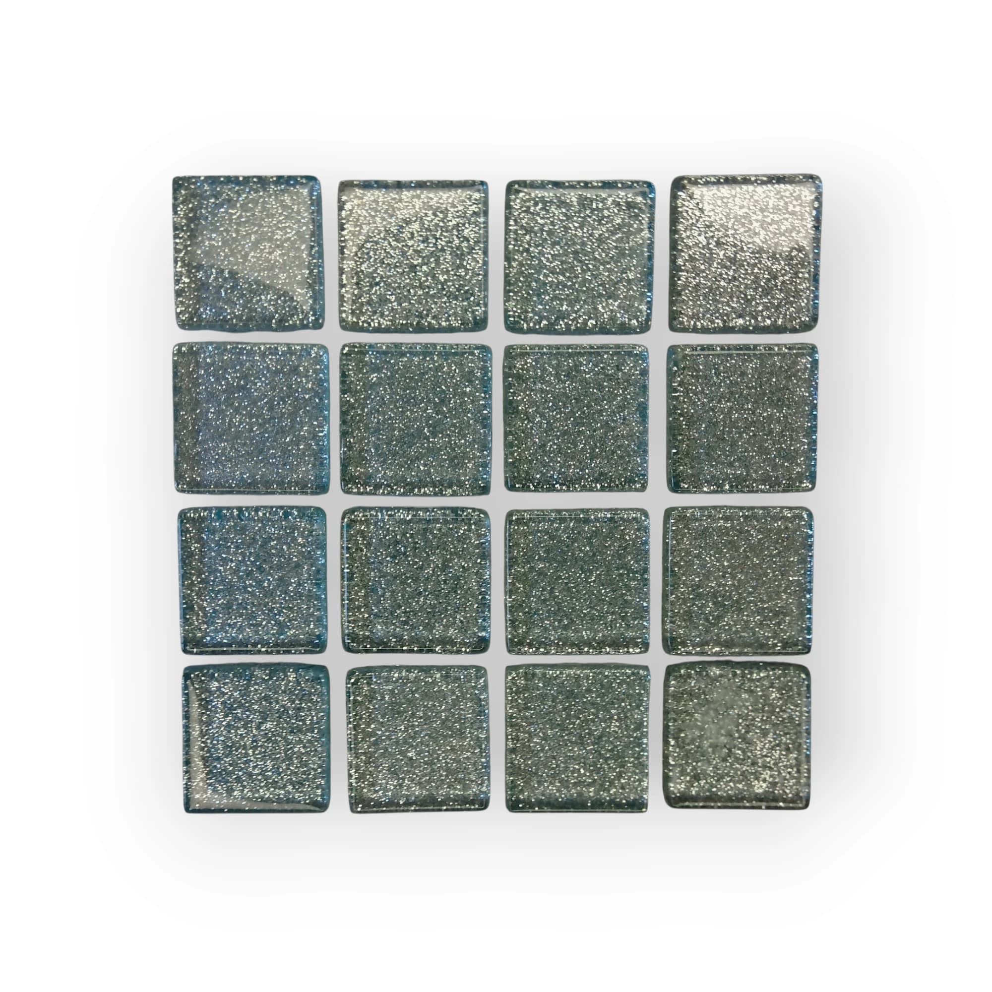 10x10 Sheet of Medium Shimmer Light Blue mosaic tiles