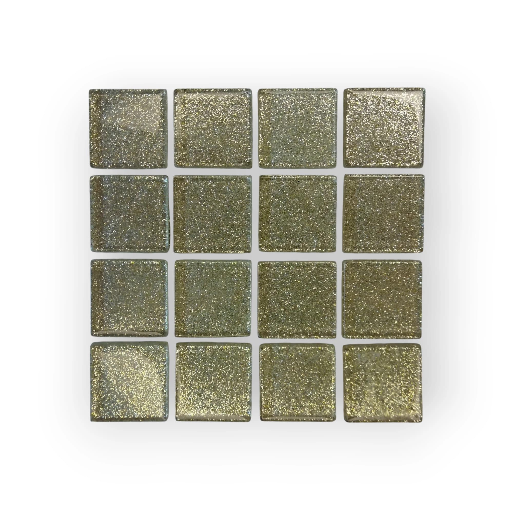 10x10 Sheet of Medium Shimmer Ivory mosaic tiles