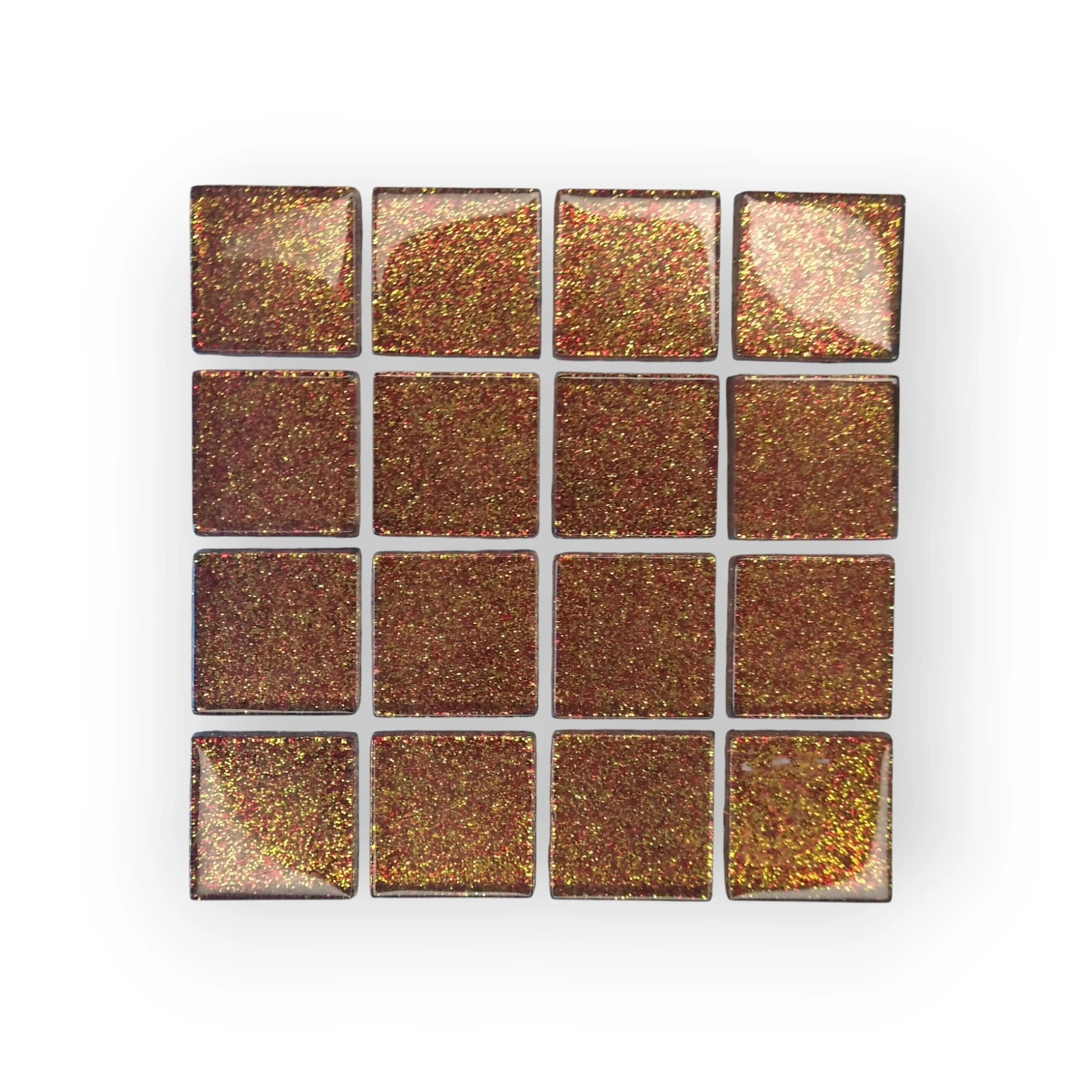 10x10 Sheet of Medium Shimmer Brown mosaic tiles