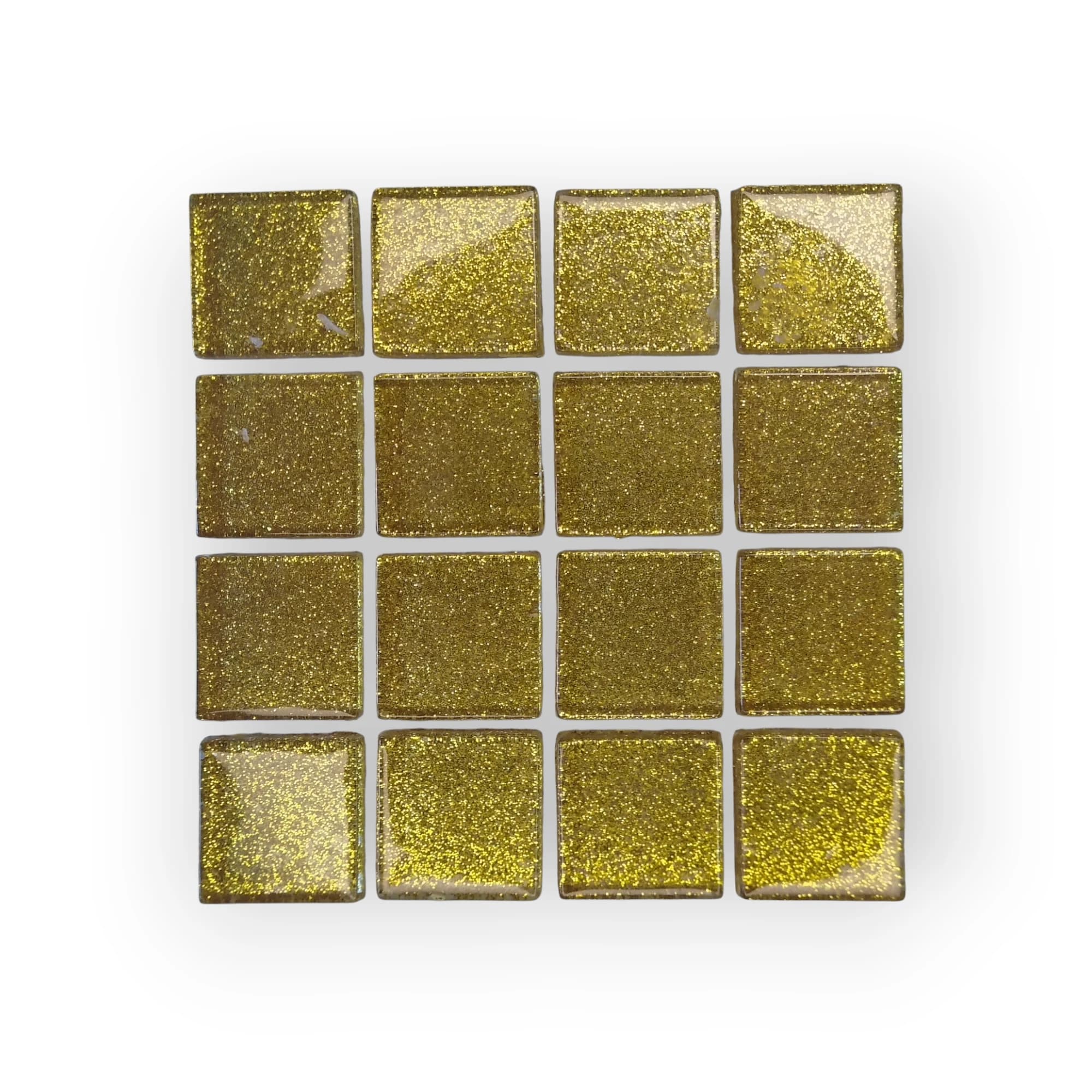 10x10 Sheet of Medium Shimmer Bright Gold mosaic tiles