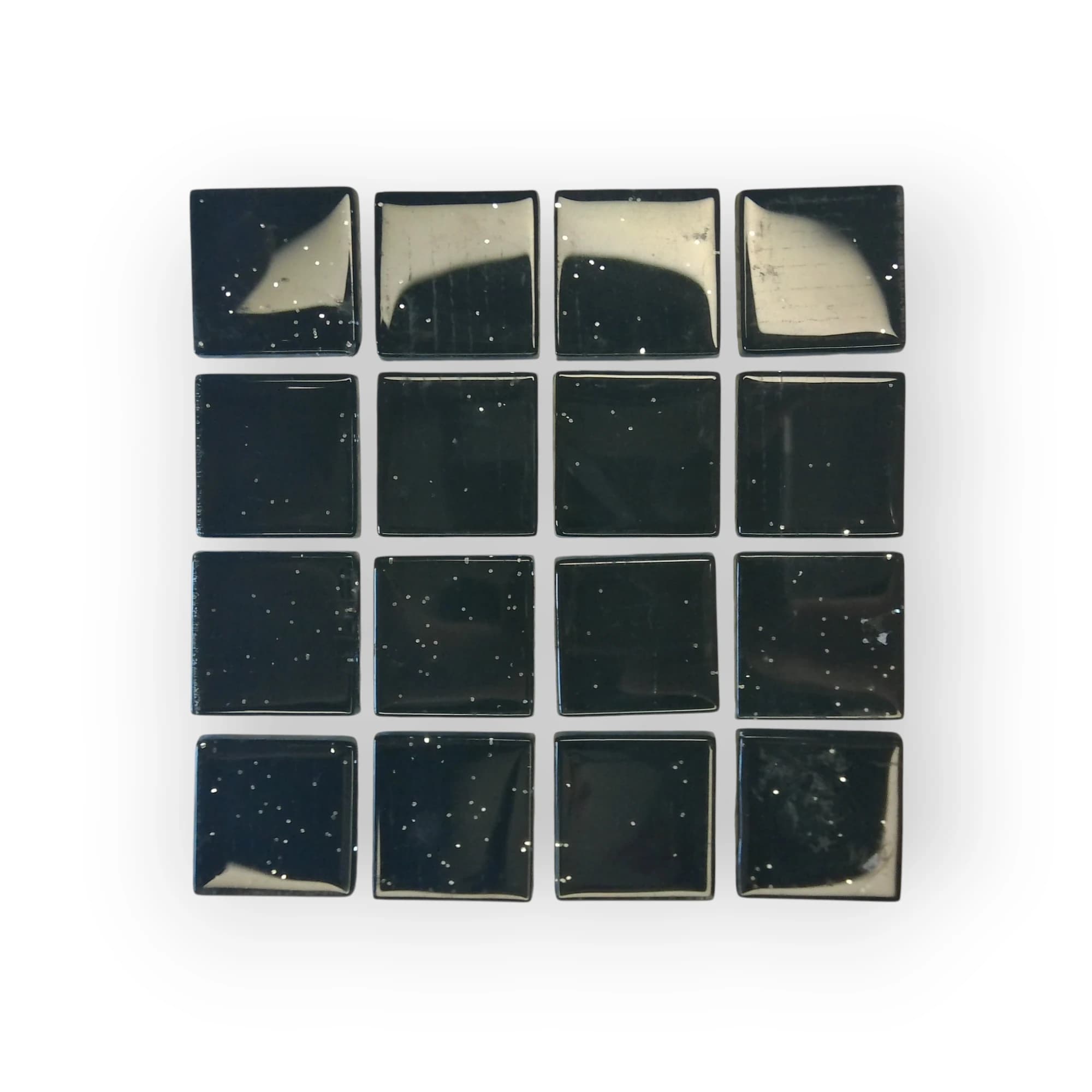 10x10 Sheet of Medium Shimmer Black mosaic tiles