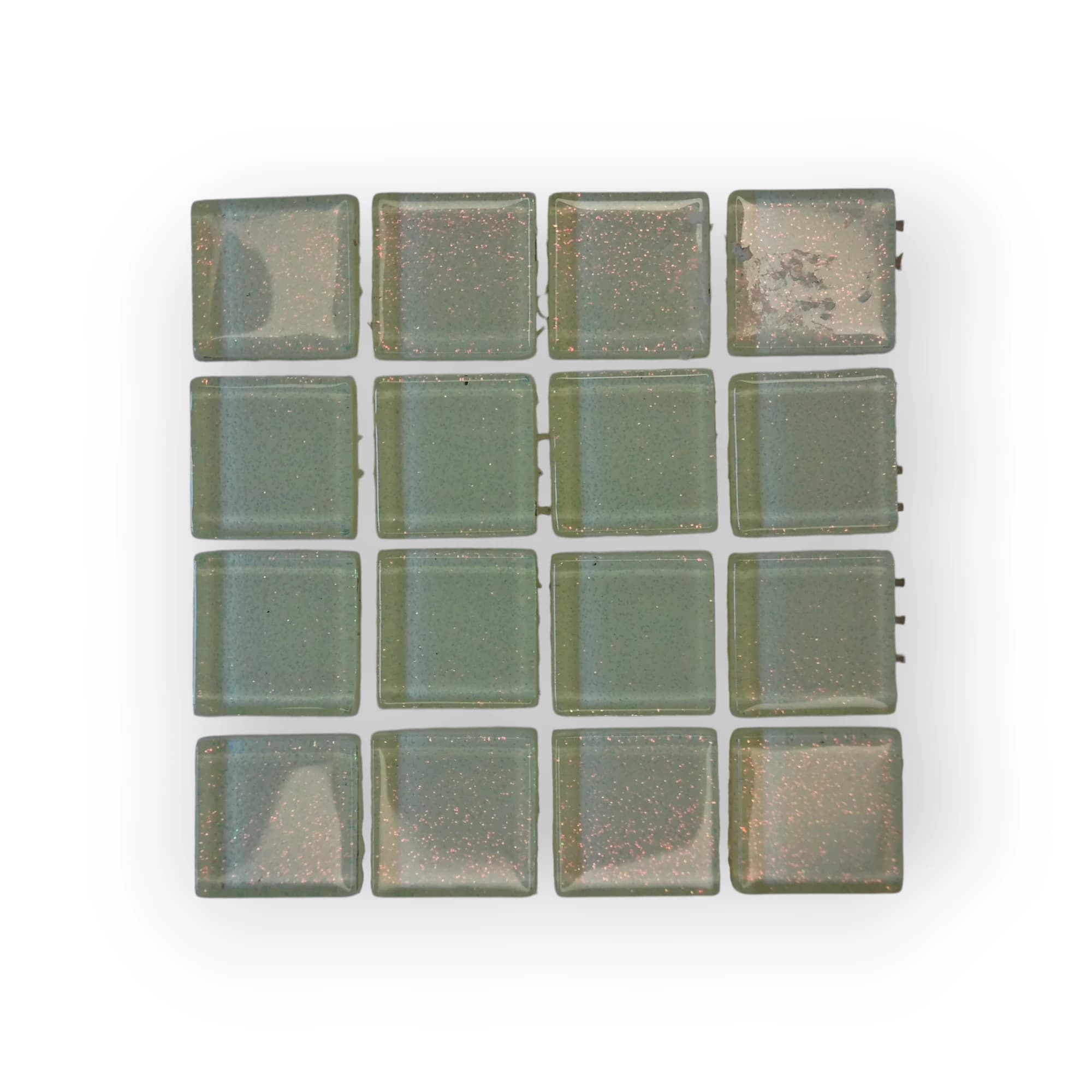 10x10 Sheet of Medium Shimmer White mosaic tiles