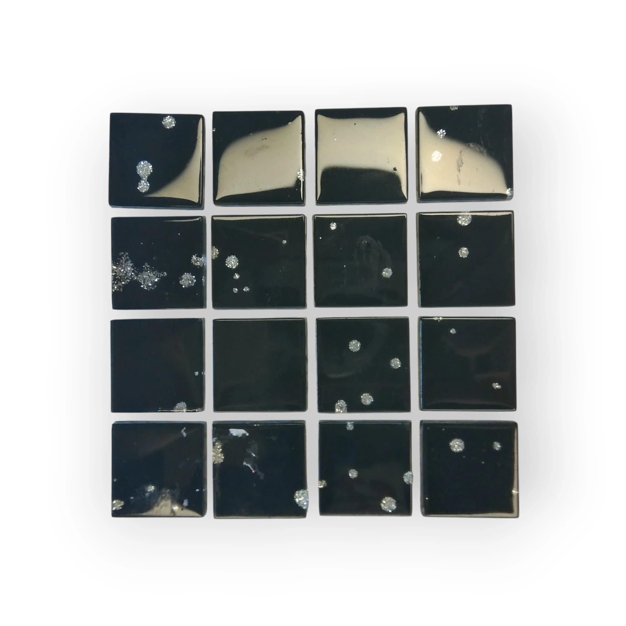 10x10 Sheet of Medium Speckled Black mosaic tiles