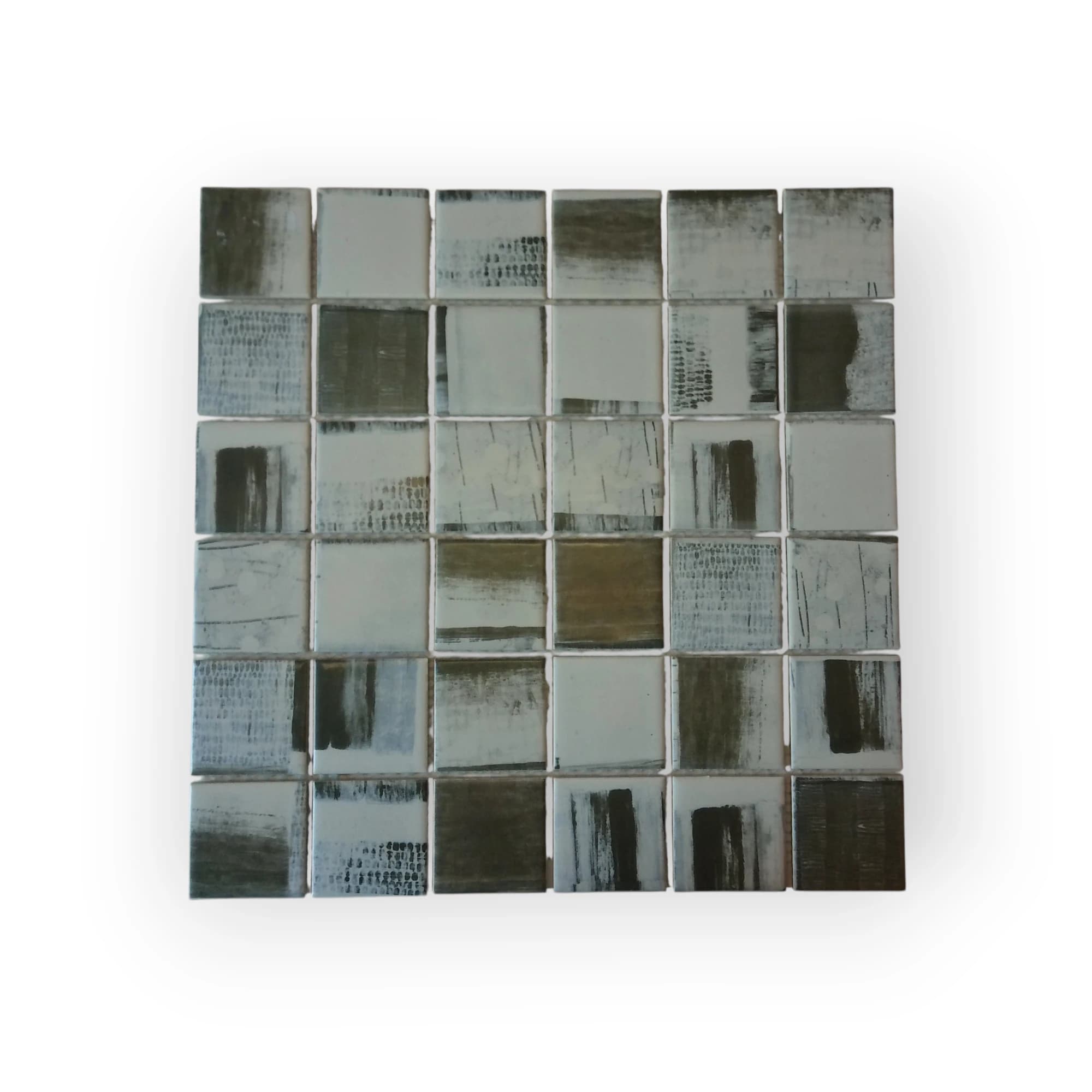 30x30 Sheet of Extra Large Textured White mosaic tiles