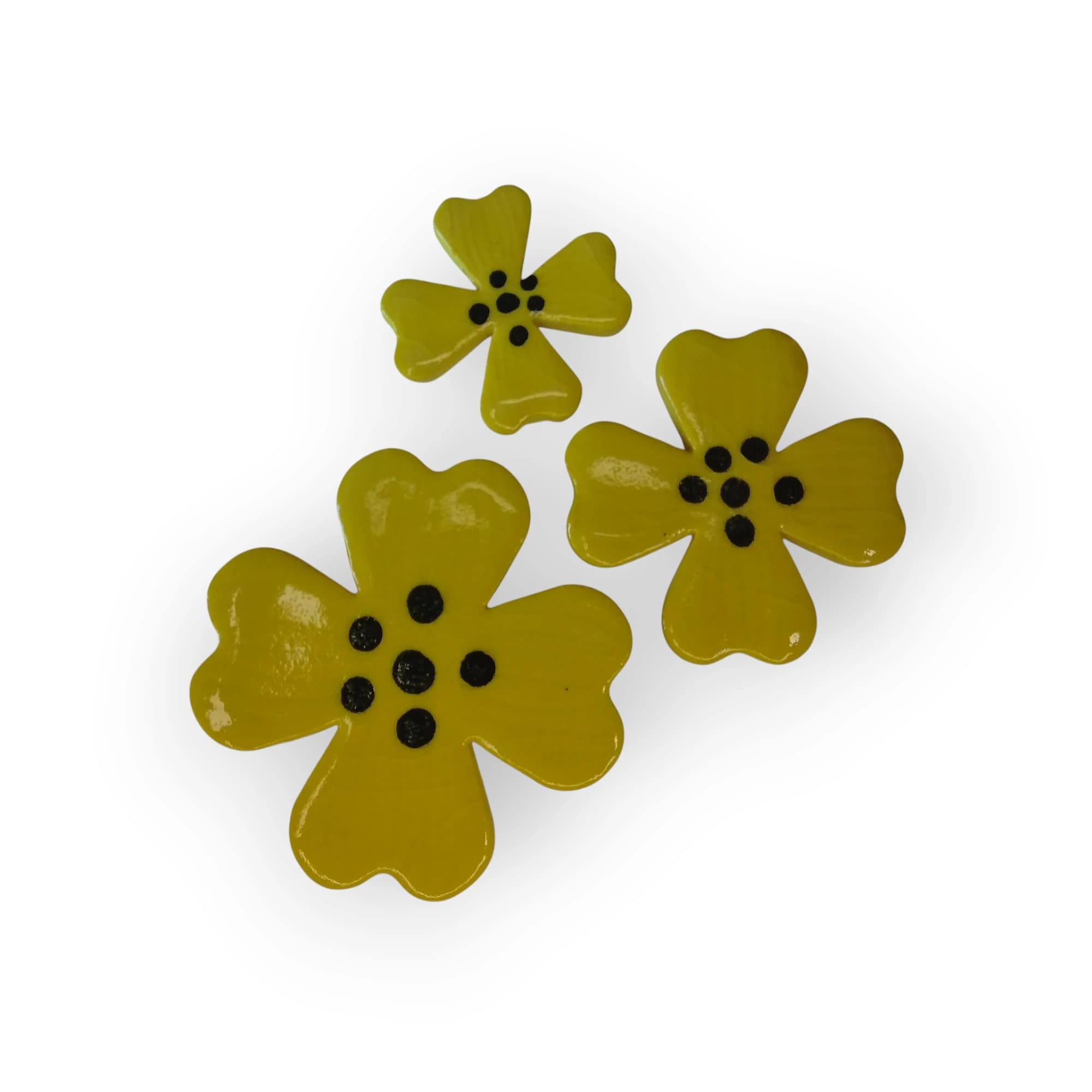Set of 3 Flower Glazed Inserts Yellow