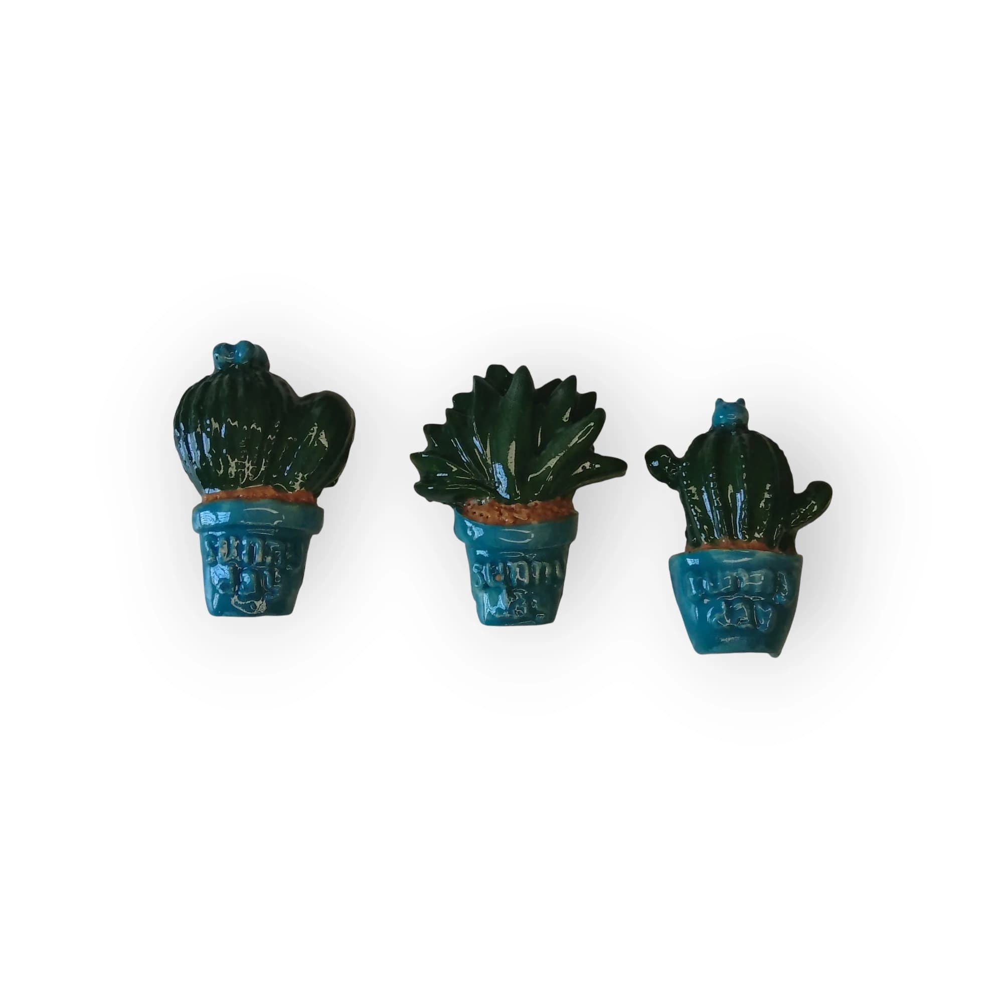 Flower Pot Glazed Set of 3 Light Blue
