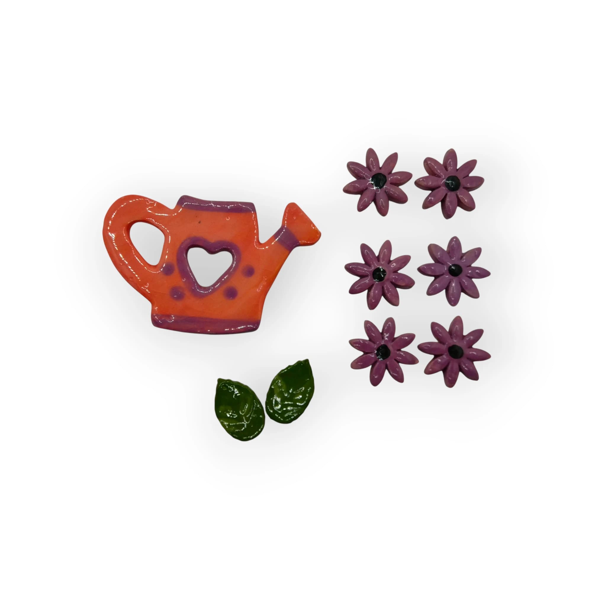 Teapot Purple Daisy Glazed set of 9