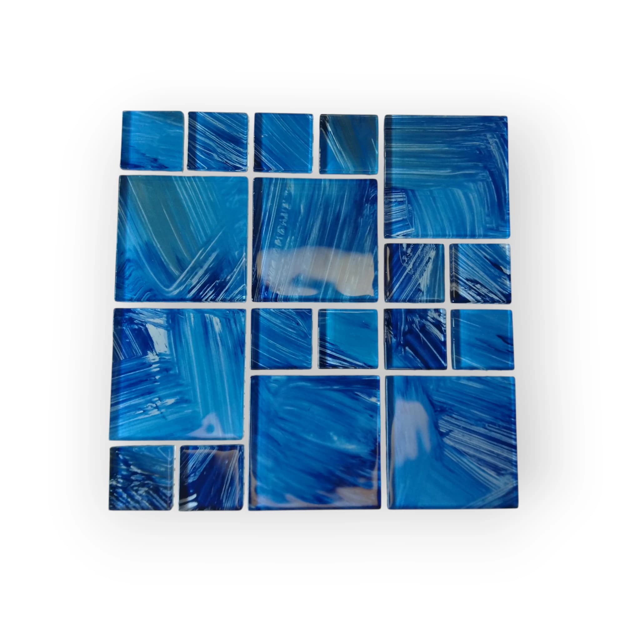 15x15 Sheet of Assorted Shades of Blue mosaic tiles