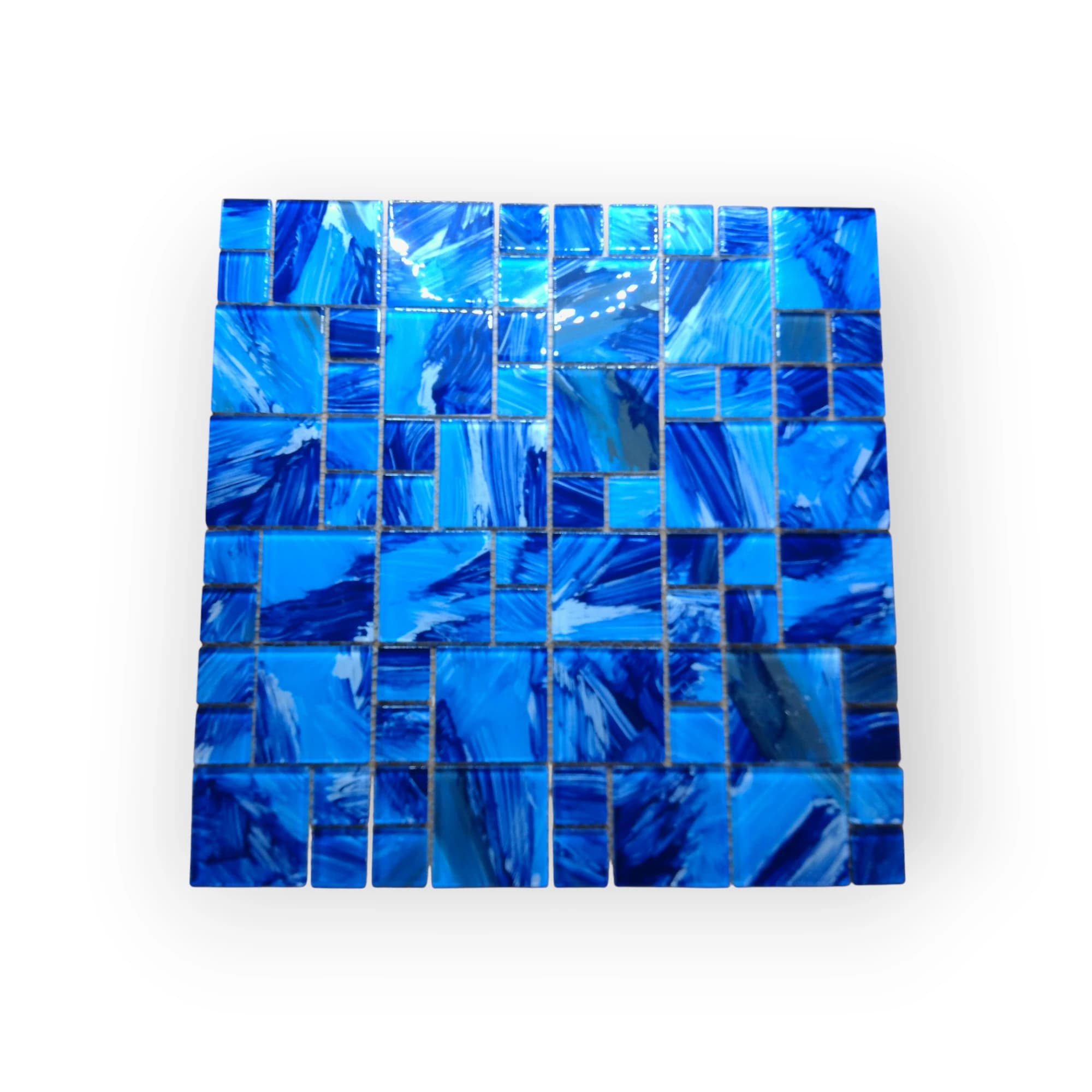 30x30 Sheet of Large Shades of Blue Assorted mosaic tiles