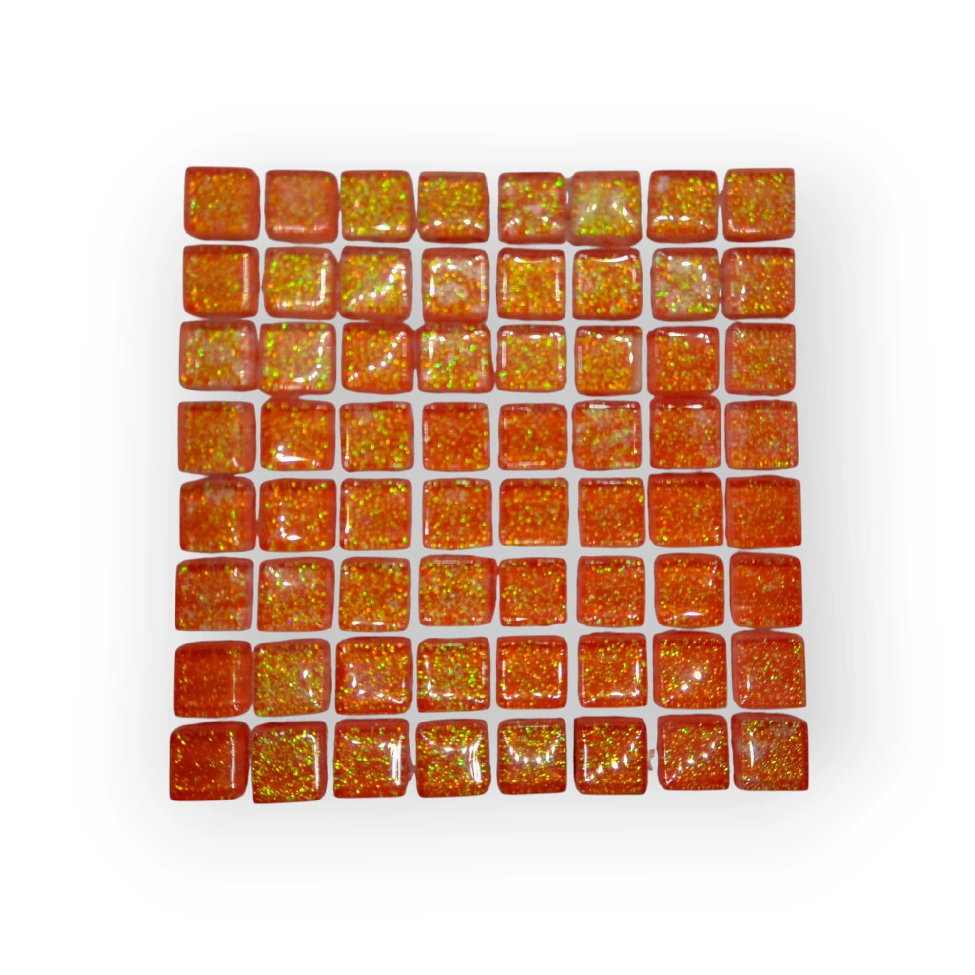 10x10 Sheet of Small Glitter Salmon mosaic tiles