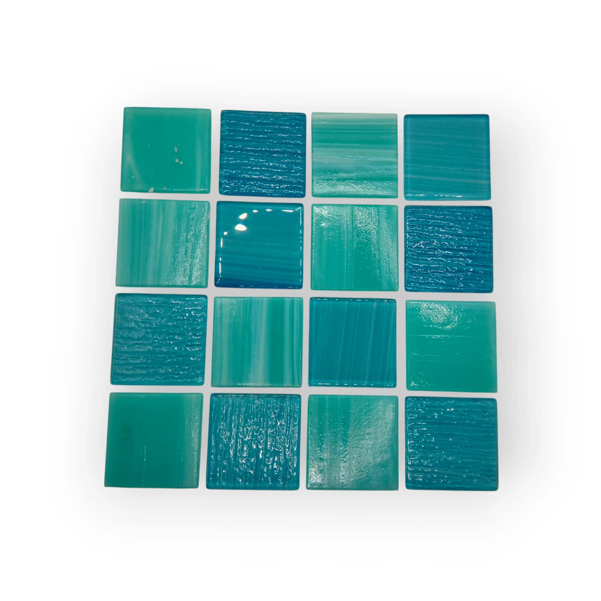 15x15 Sheet of Large Blue White mosaic tiles