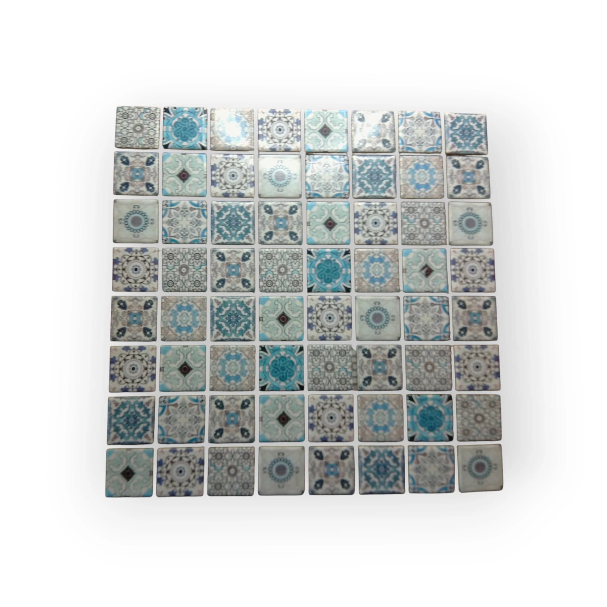 30x30 Sheet of Medium Blue Moroccan ceramic tiles