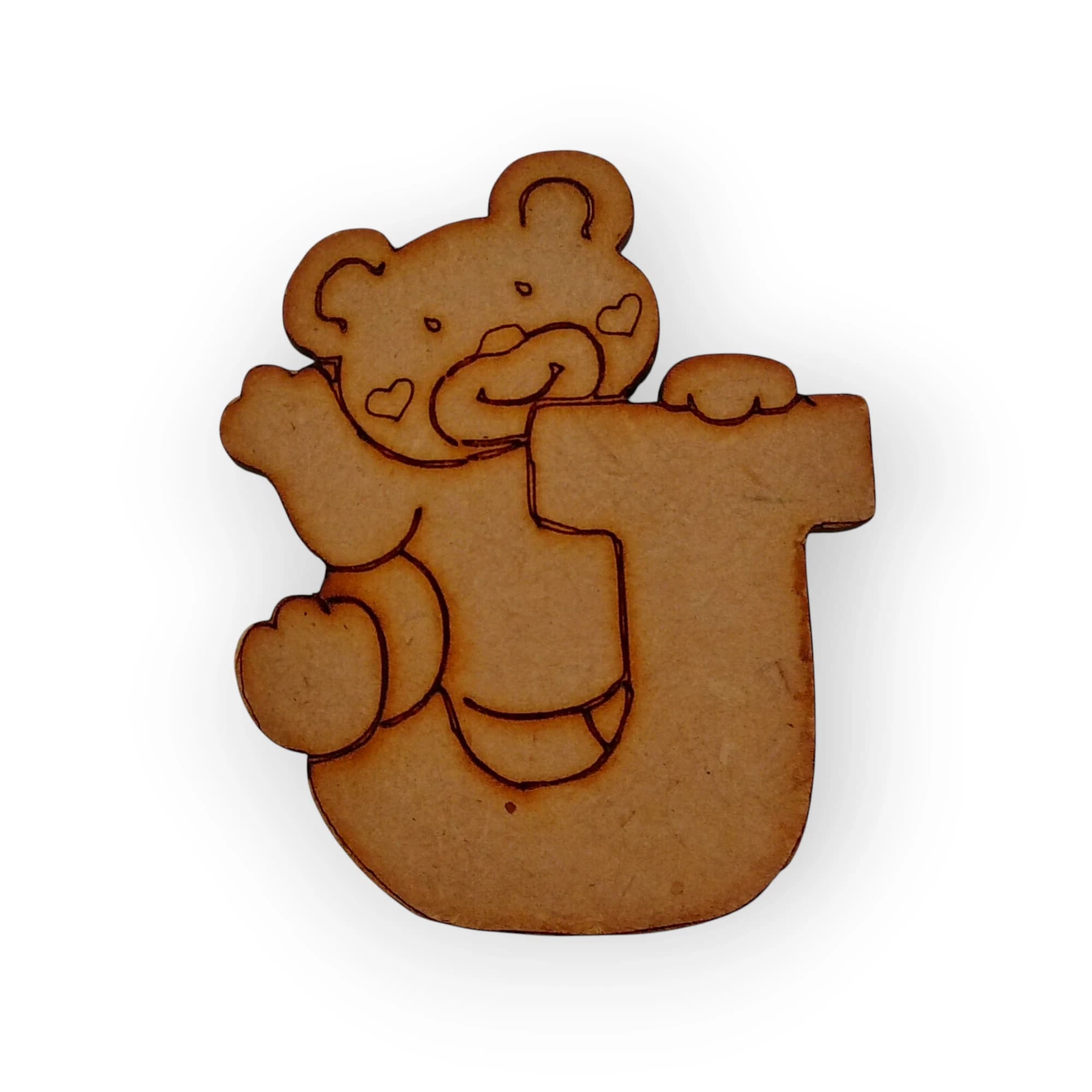 Wood Teddy Letter J