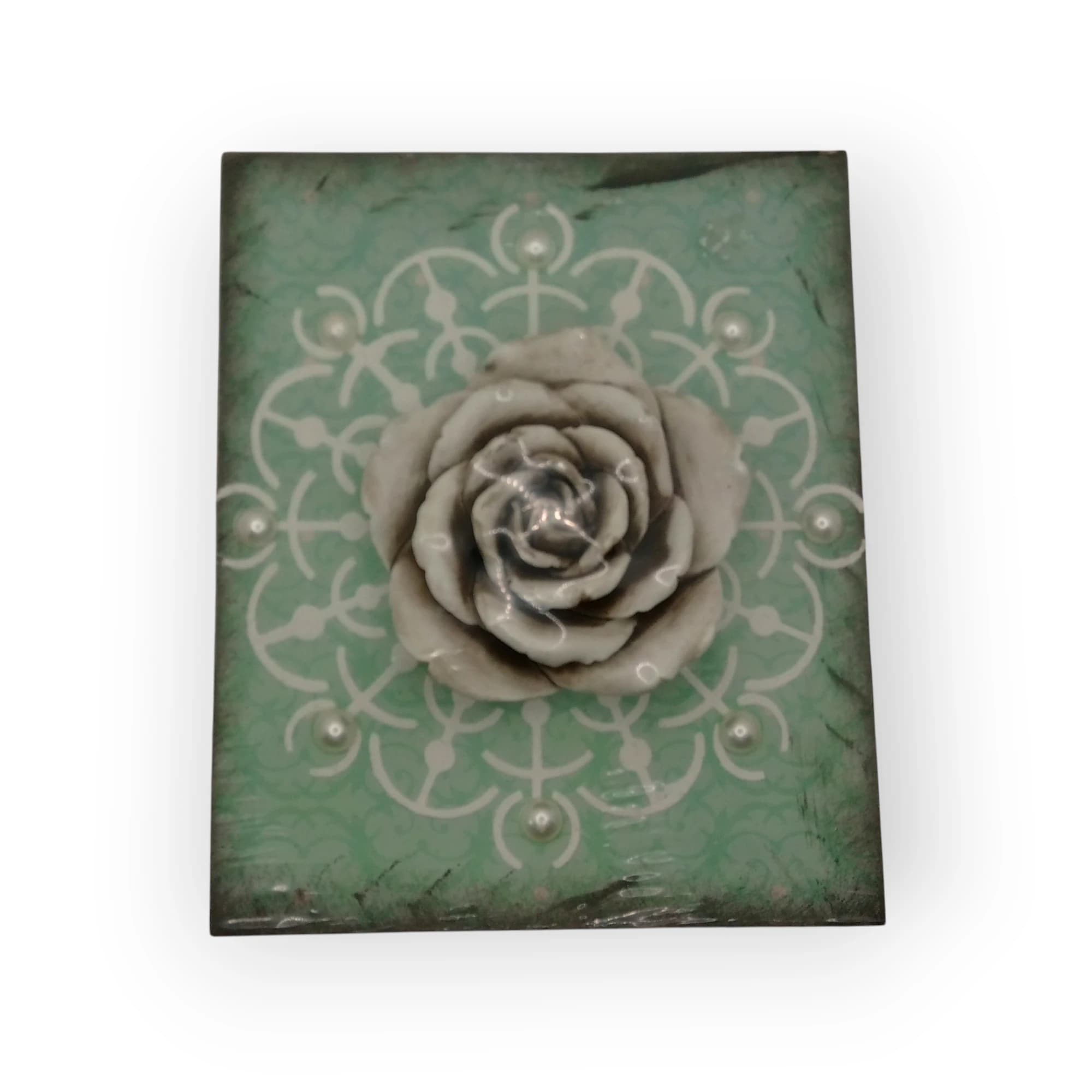 Pottery Rose on Wood