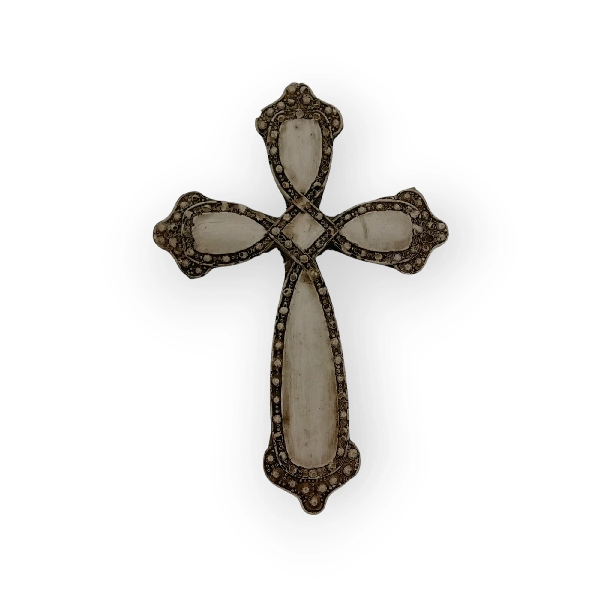 Pottery Medium Cross With A Pearl Border