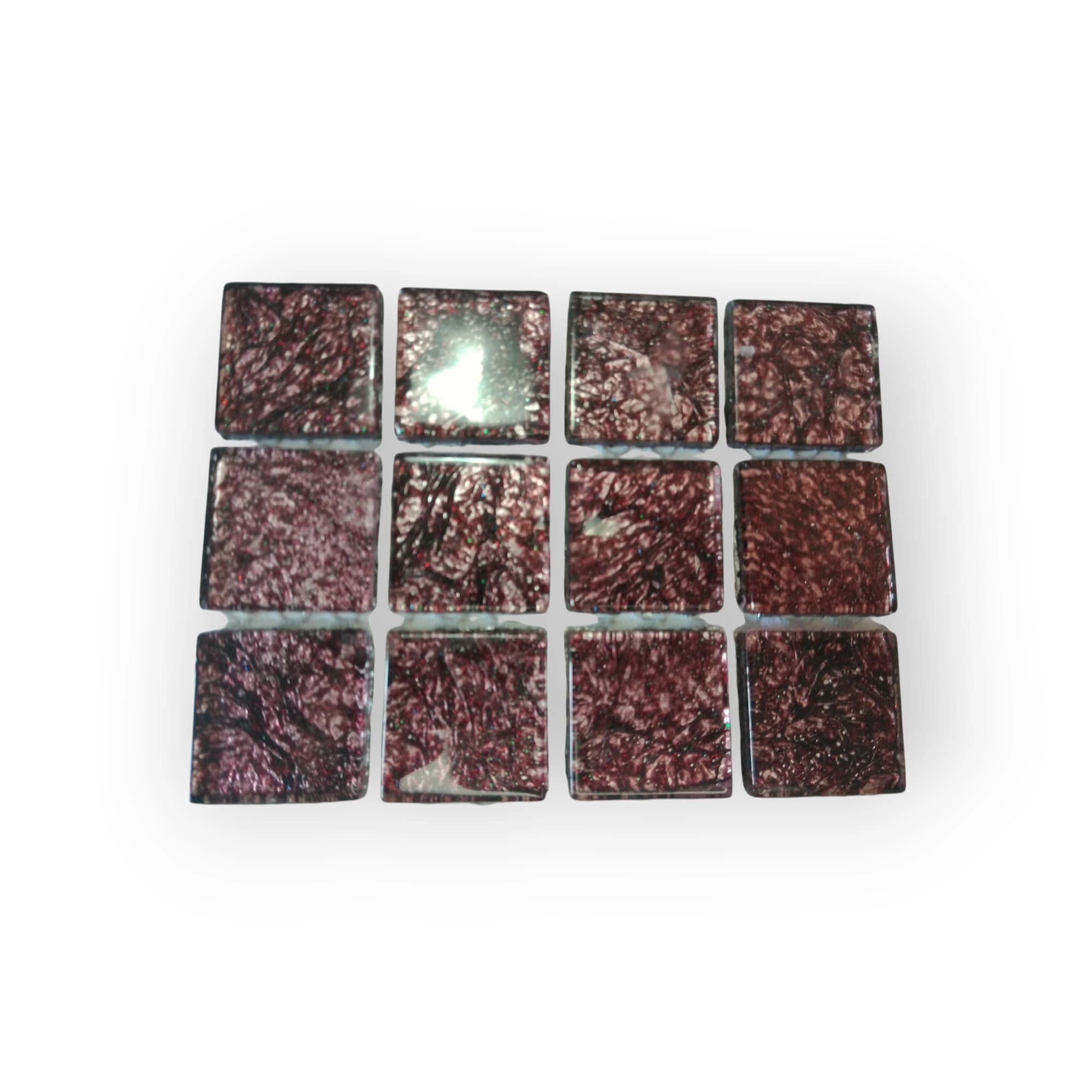 11x8 Sheet of Medium Maroon Red Shimmer mosaic tiles