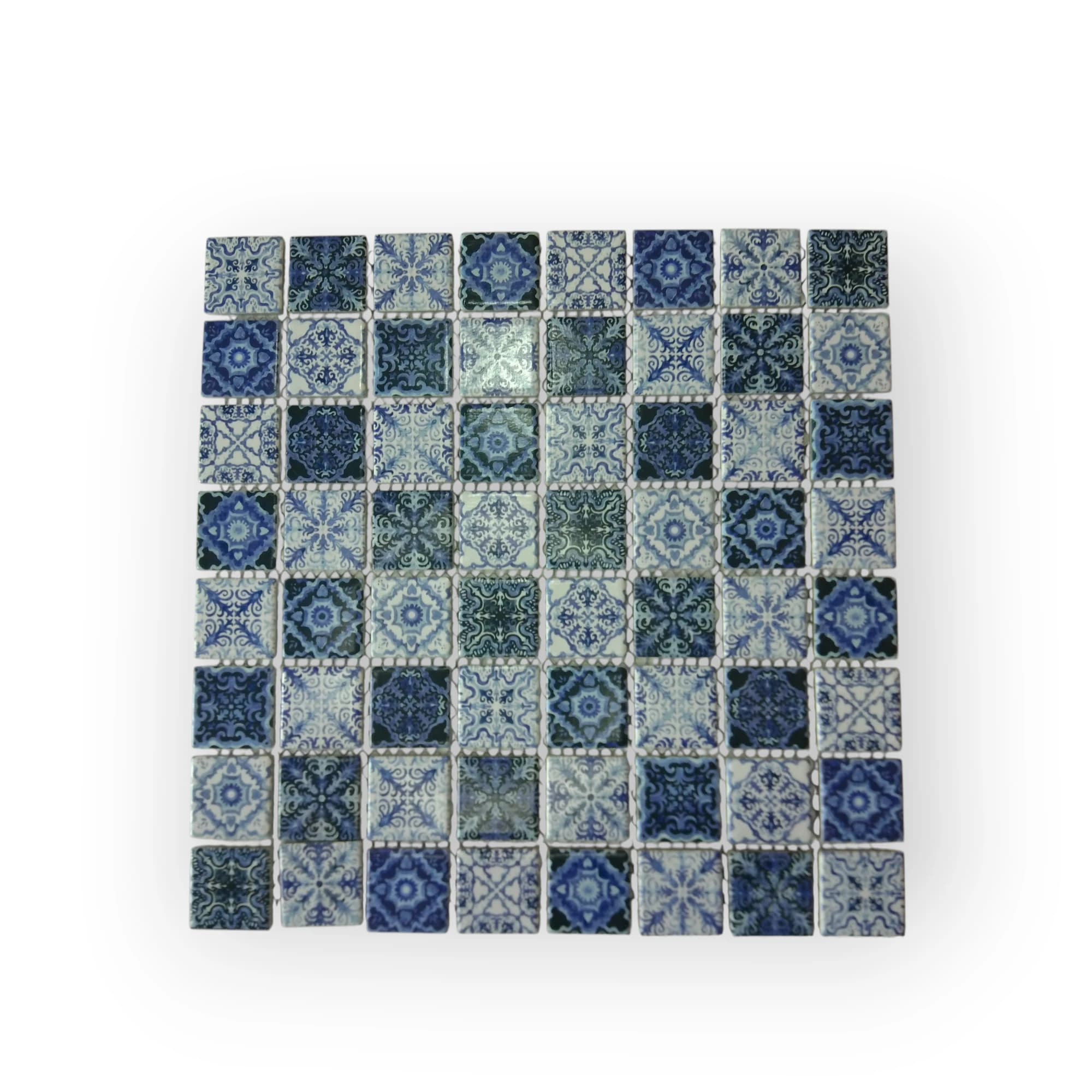 30x30 Sheet of Large Blue Moroccan mosaic tiles