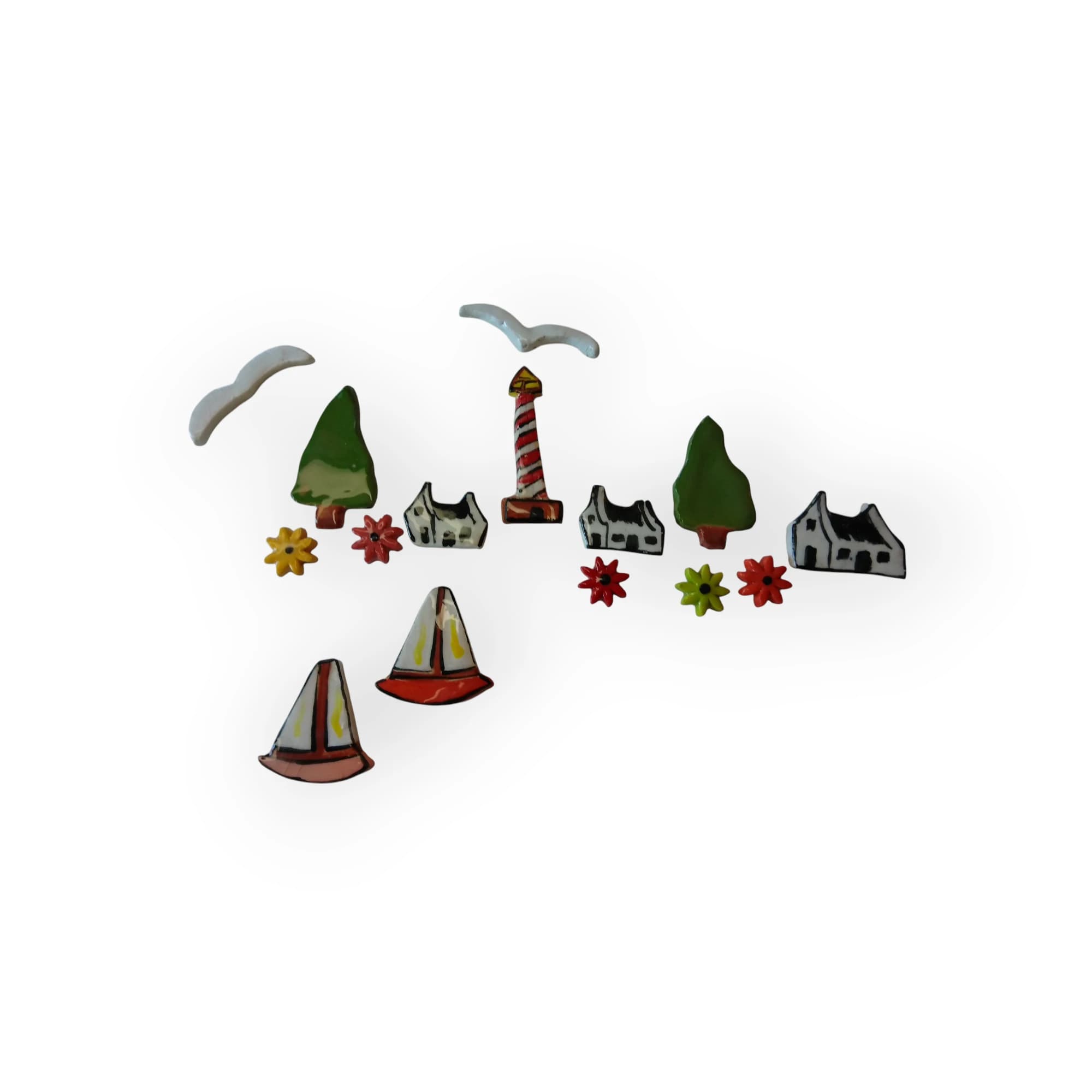 Glazed Fisherman Village pieces