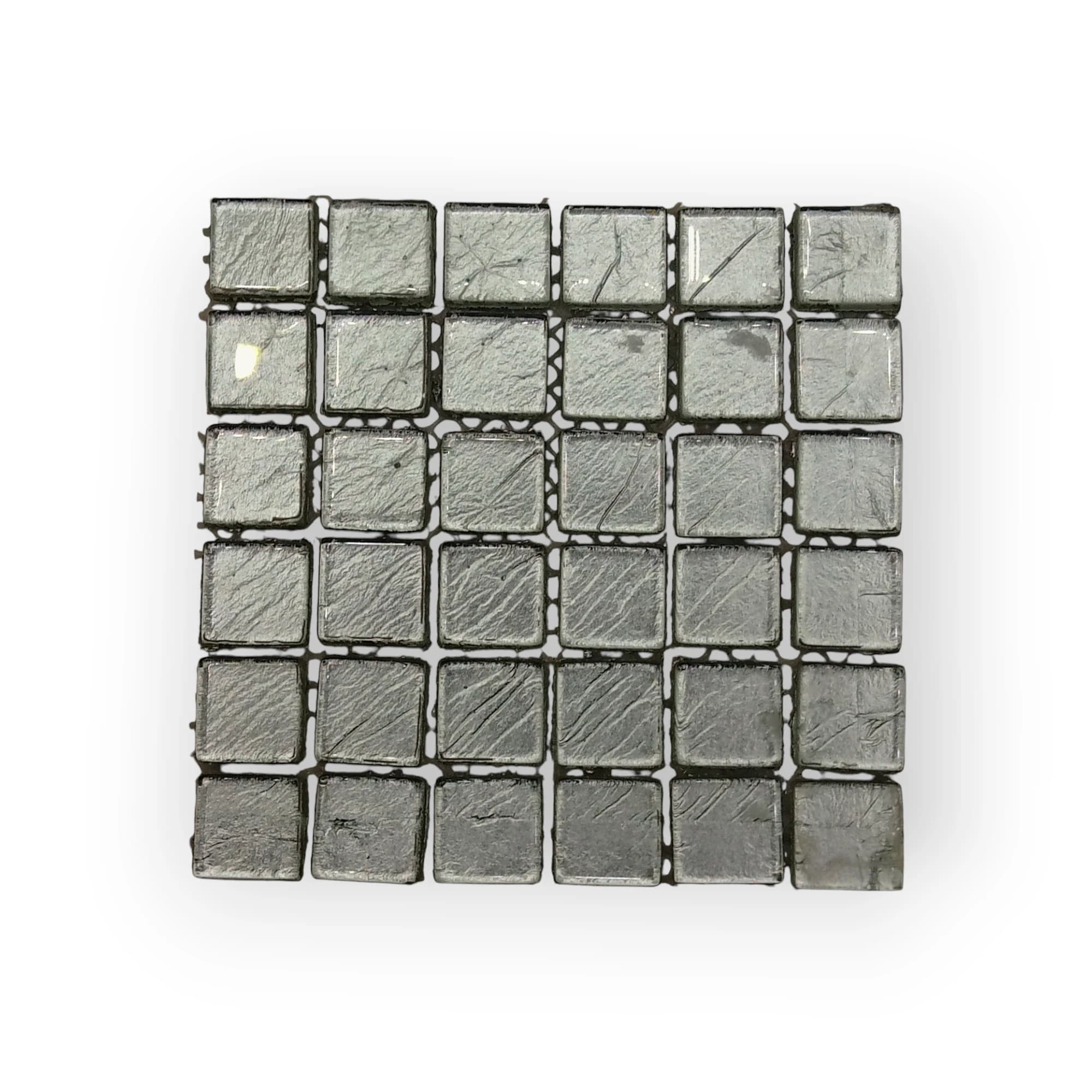 10x10 Sheet of Medium Foil Silver mosaic tiles