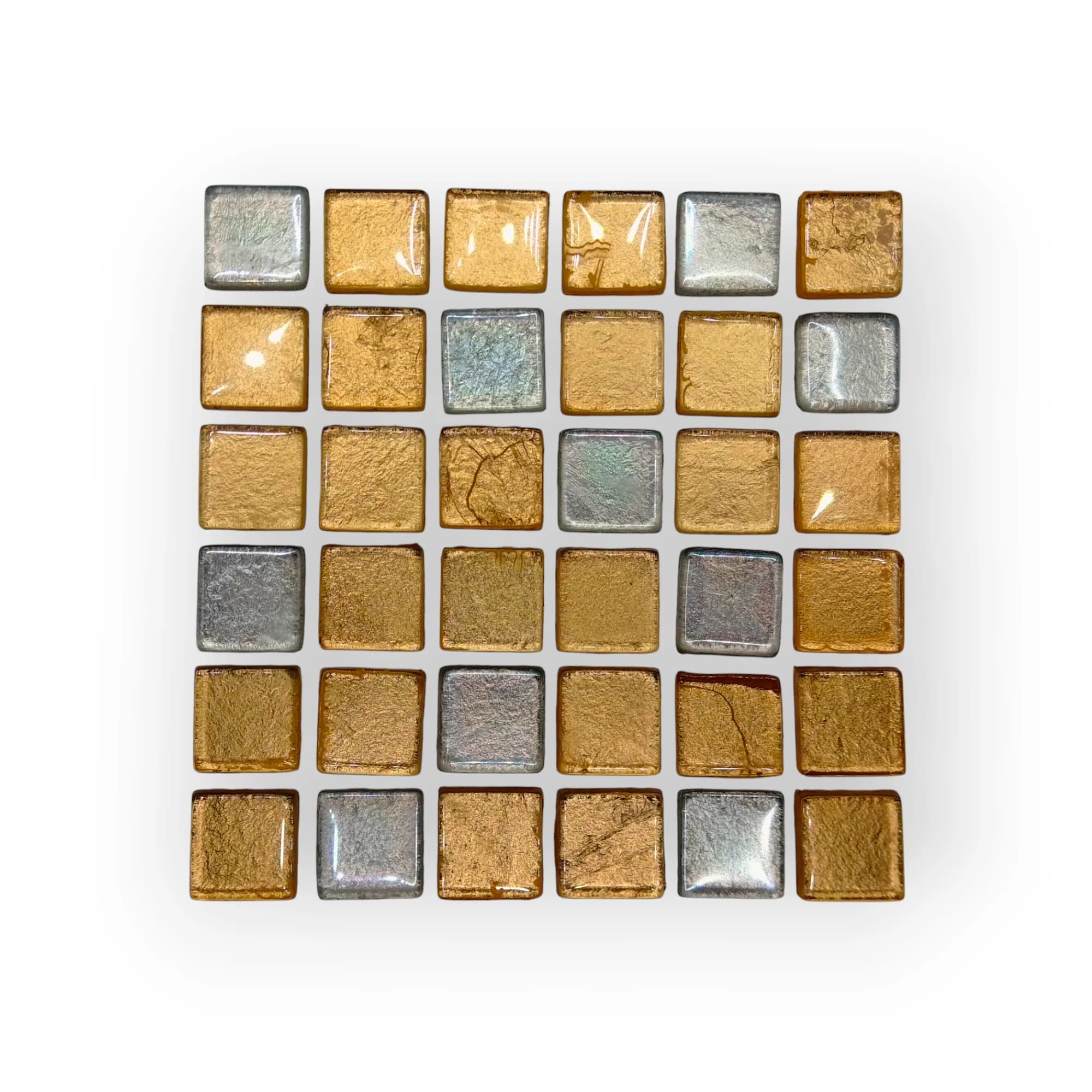 10x10 Sheet of Medium Yellow/Silver mosaic tiles