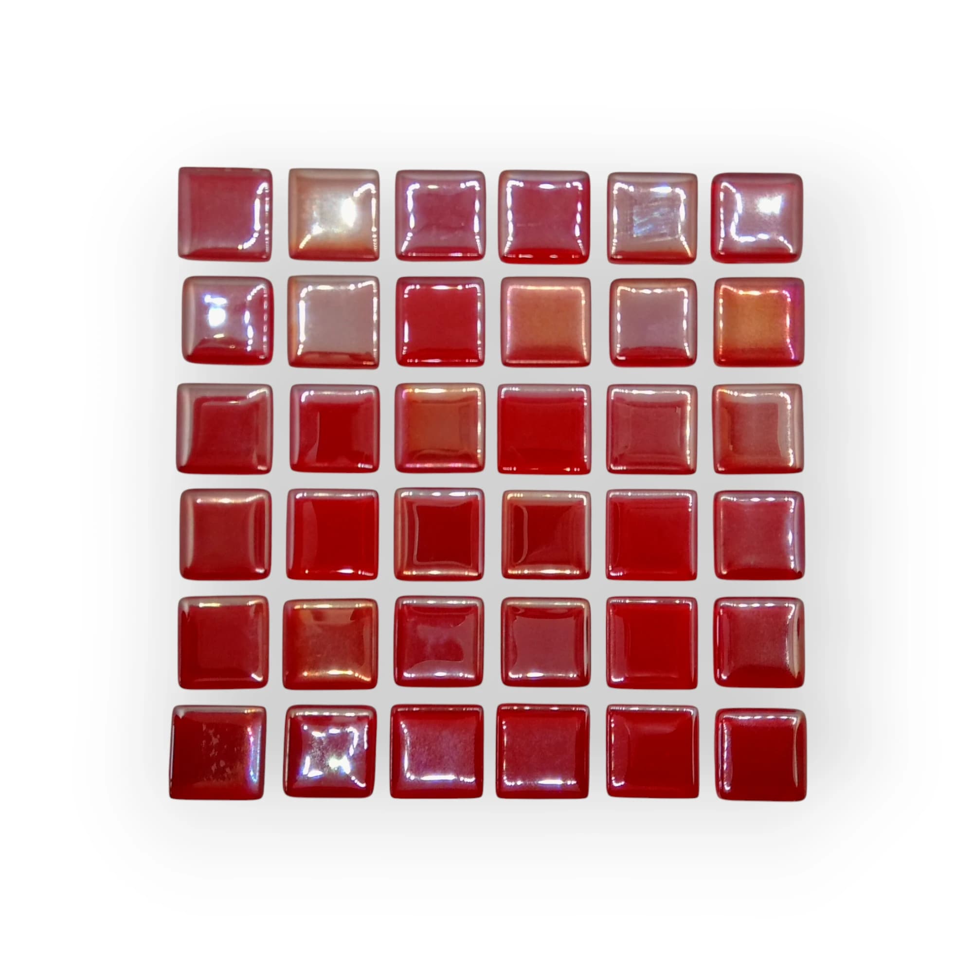 10x10 Sheet of Medium Shimmer Red mosaic tiles
