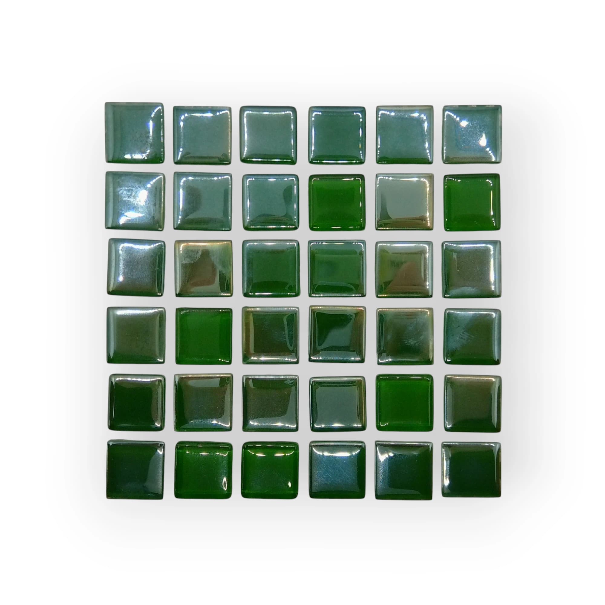 10x10 Sheet of Medium Shimmer Green mosaic tiles