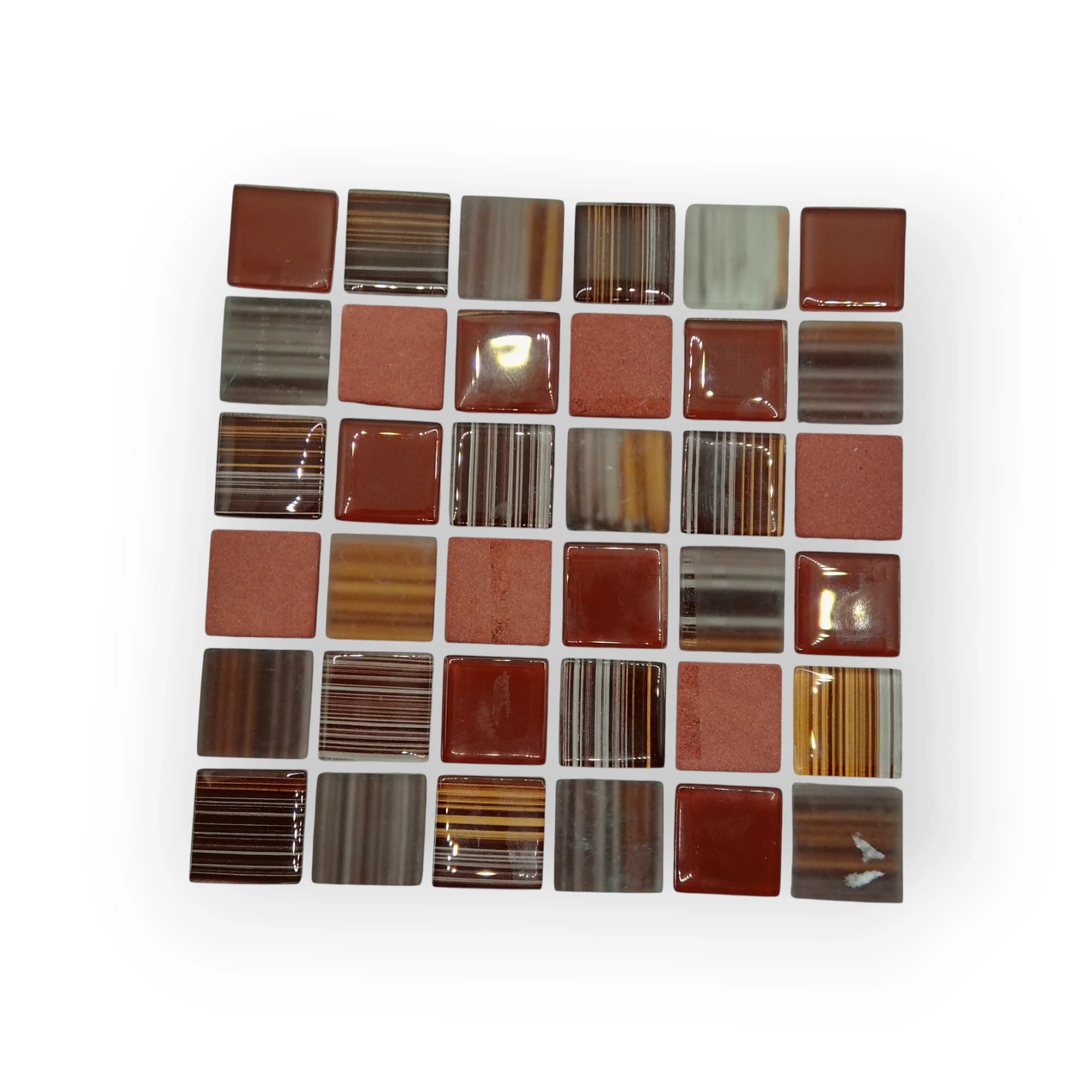 15x15 Sheet of Grey/Striped Brown mosaic tiles