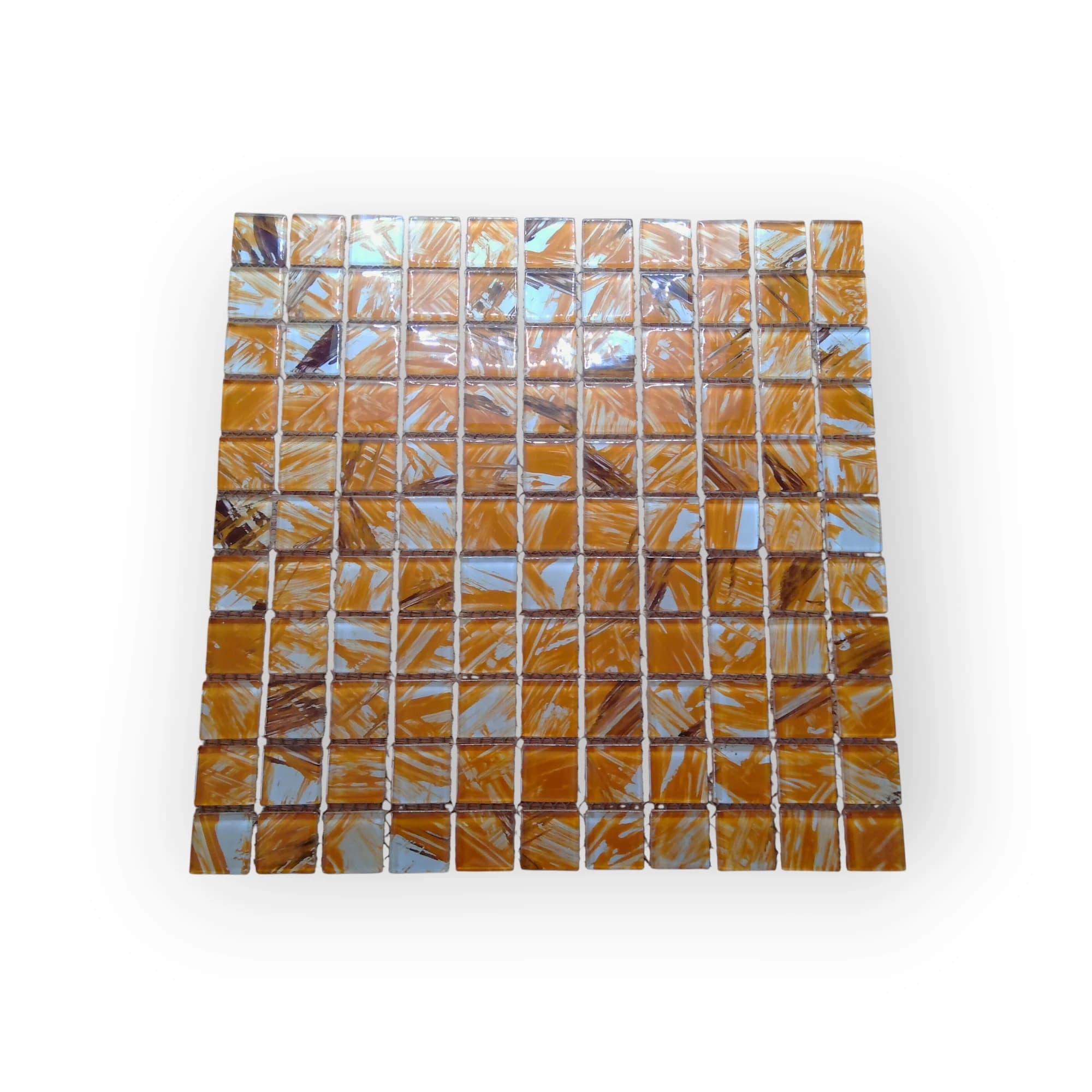 30x30 Sheet of White/Gold mosaic tiles