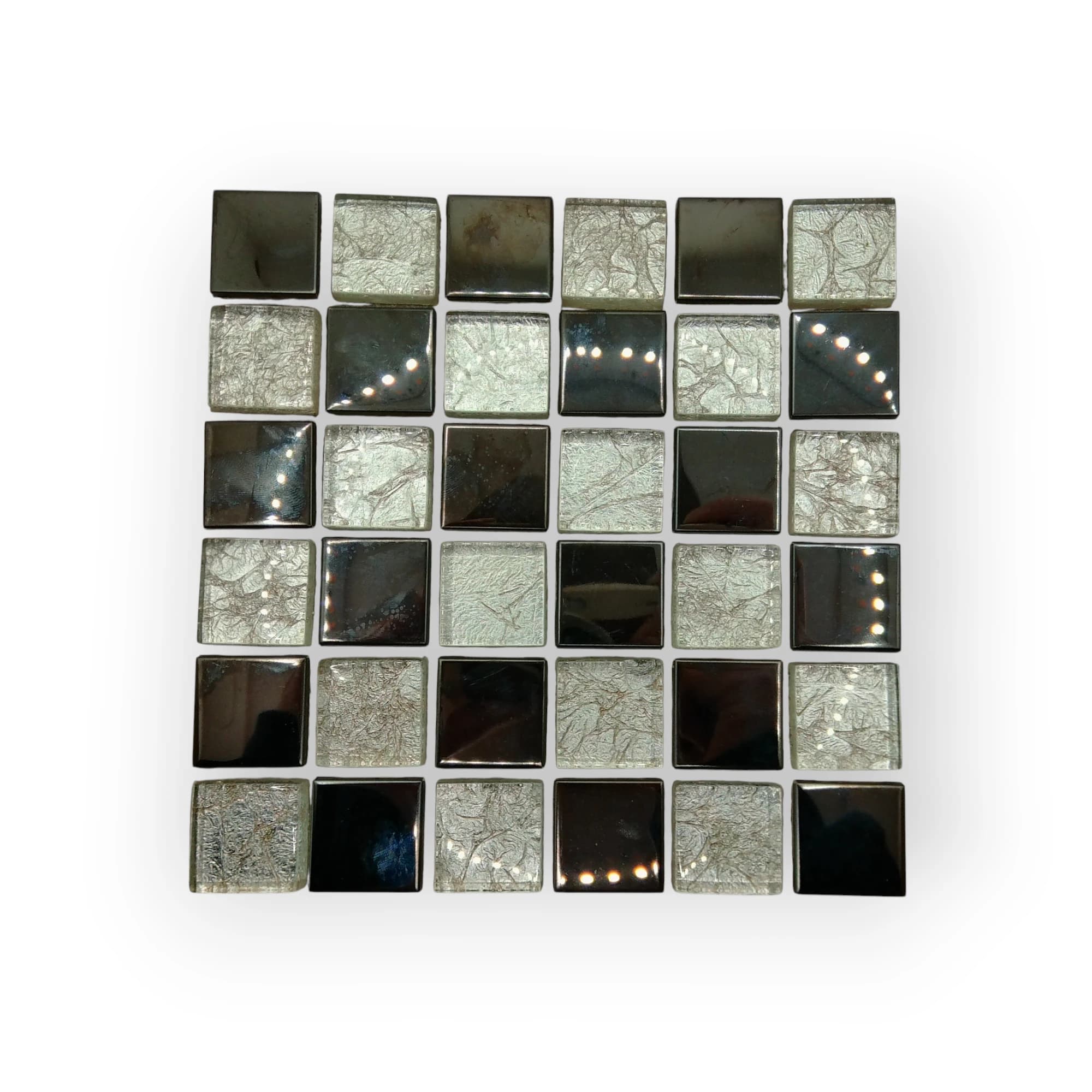 15x15 Sheet of Black/Silver mosaic tiles